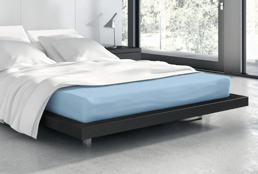 Prześcieradło frotte z gumką VANILLE 220X200+25 bawełna 80% niebieski - FARO_20551