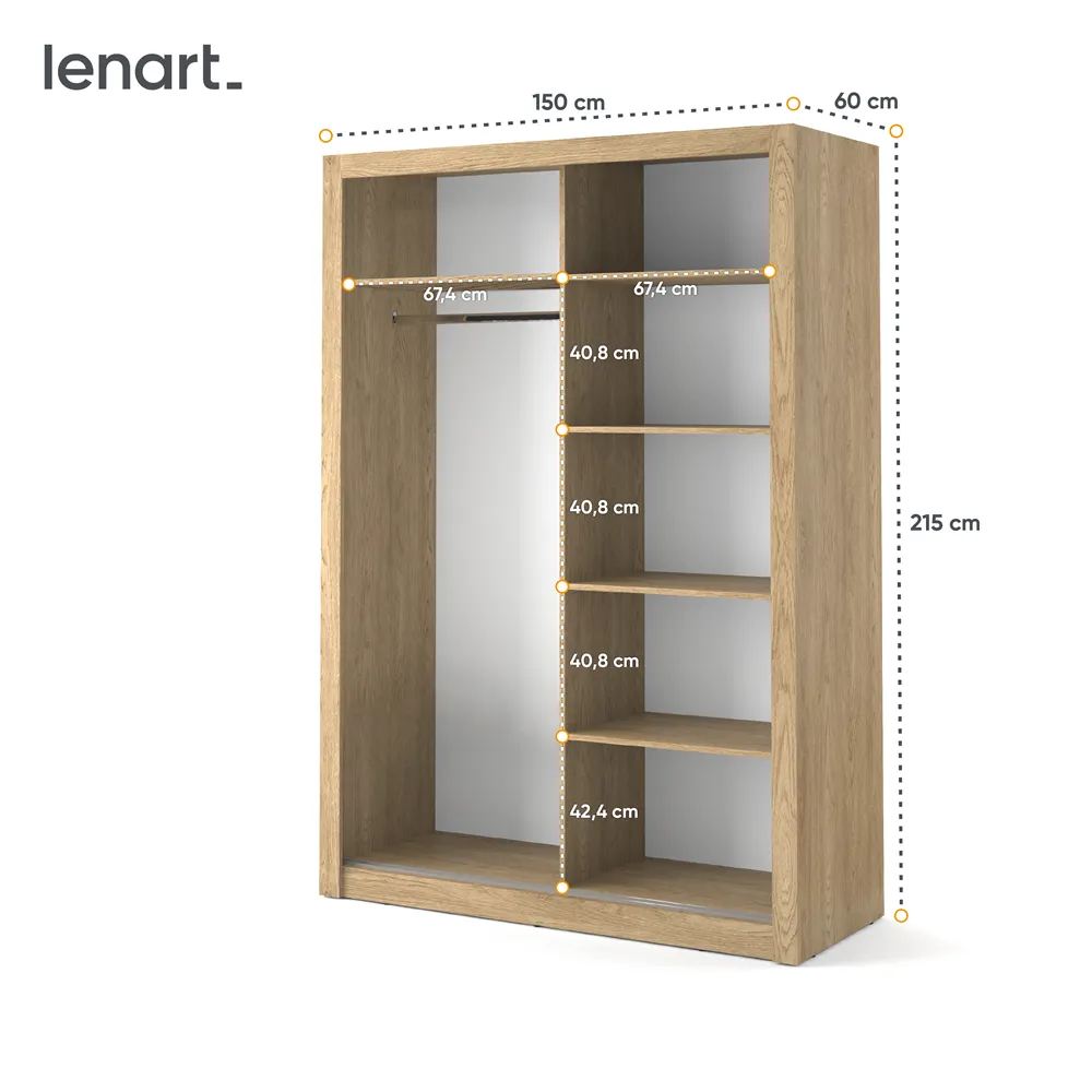 Szafa 2-drzwiowa ARTI AR-04 150cm dąb shetland - AR4DH