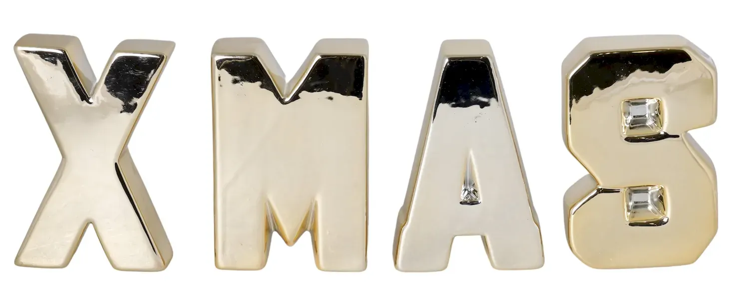 LITERY napis ceramiczny "XMAS" złoty