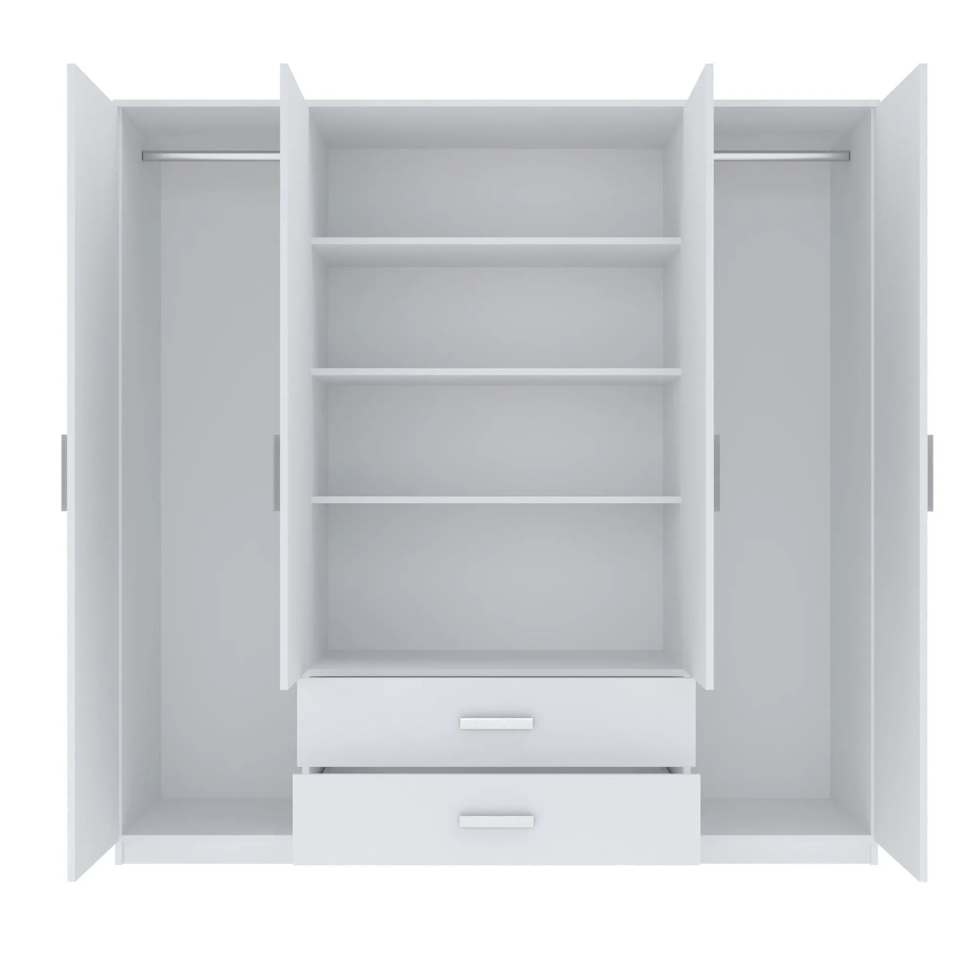 Szafa 4-drzwiowa z 2 szufladami i 2 lustrami TAMINA biała - INT_5002941BIP