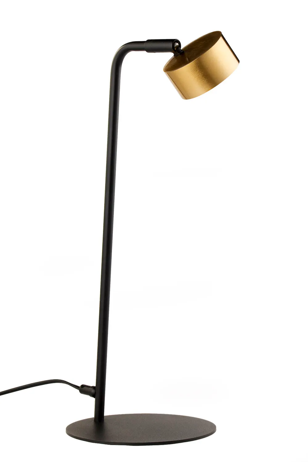 lampa biurkowa, lampka biurowa, metalowa lampa, czarna podstawa, złoty abażur