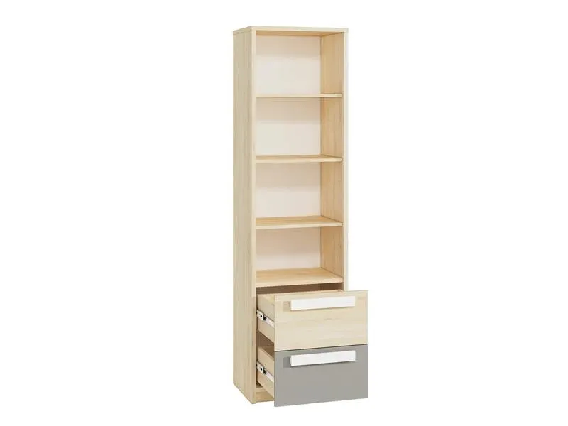 Regał z 2 szufladami DROP 05 buk fjord, biały, szary - 1DROP0501-001