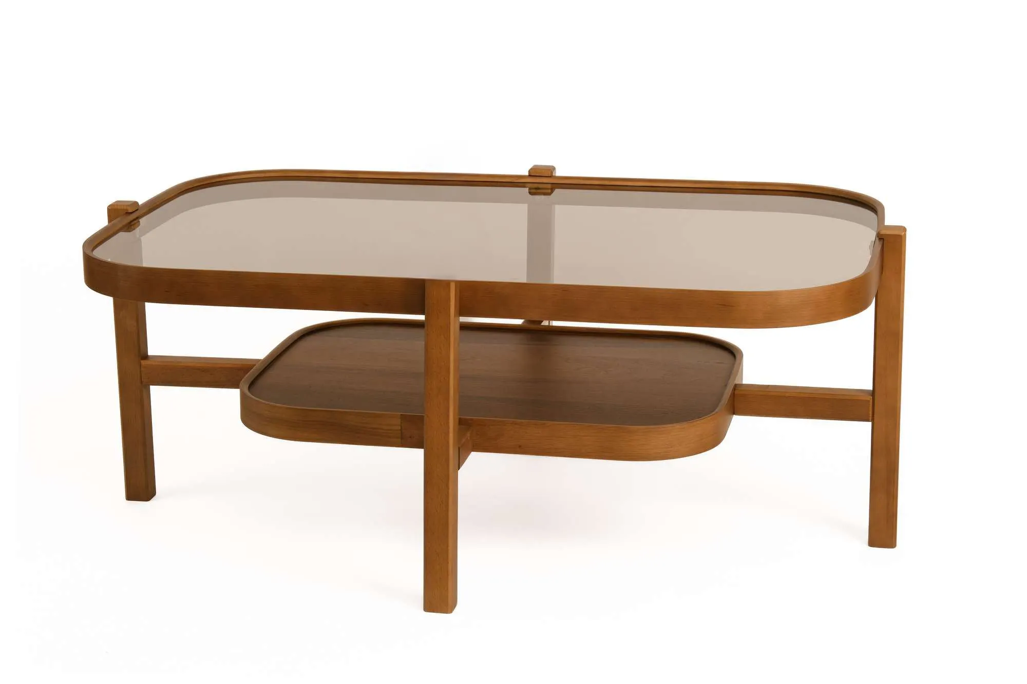 Stolik kawowy drewniany z półką GODIVA 70x110 orzech