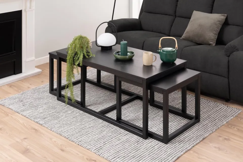 Zestaw 3 stolików kawowych Omma (120x60x50) - (56x51,5x44) - (56x51,5x44) Czarny — zdjęcie 10