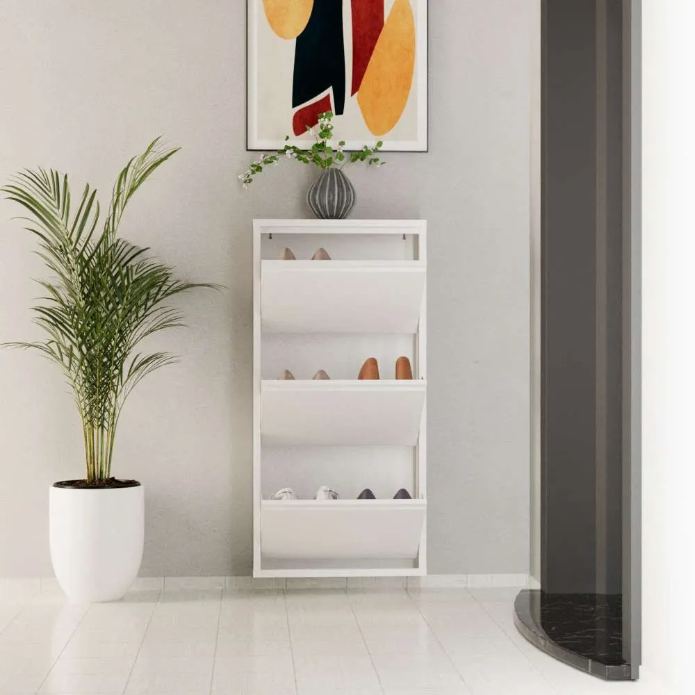 Szafka na buty metalowa 3 PIECE 50x103 cm biała — zdjęcie 8