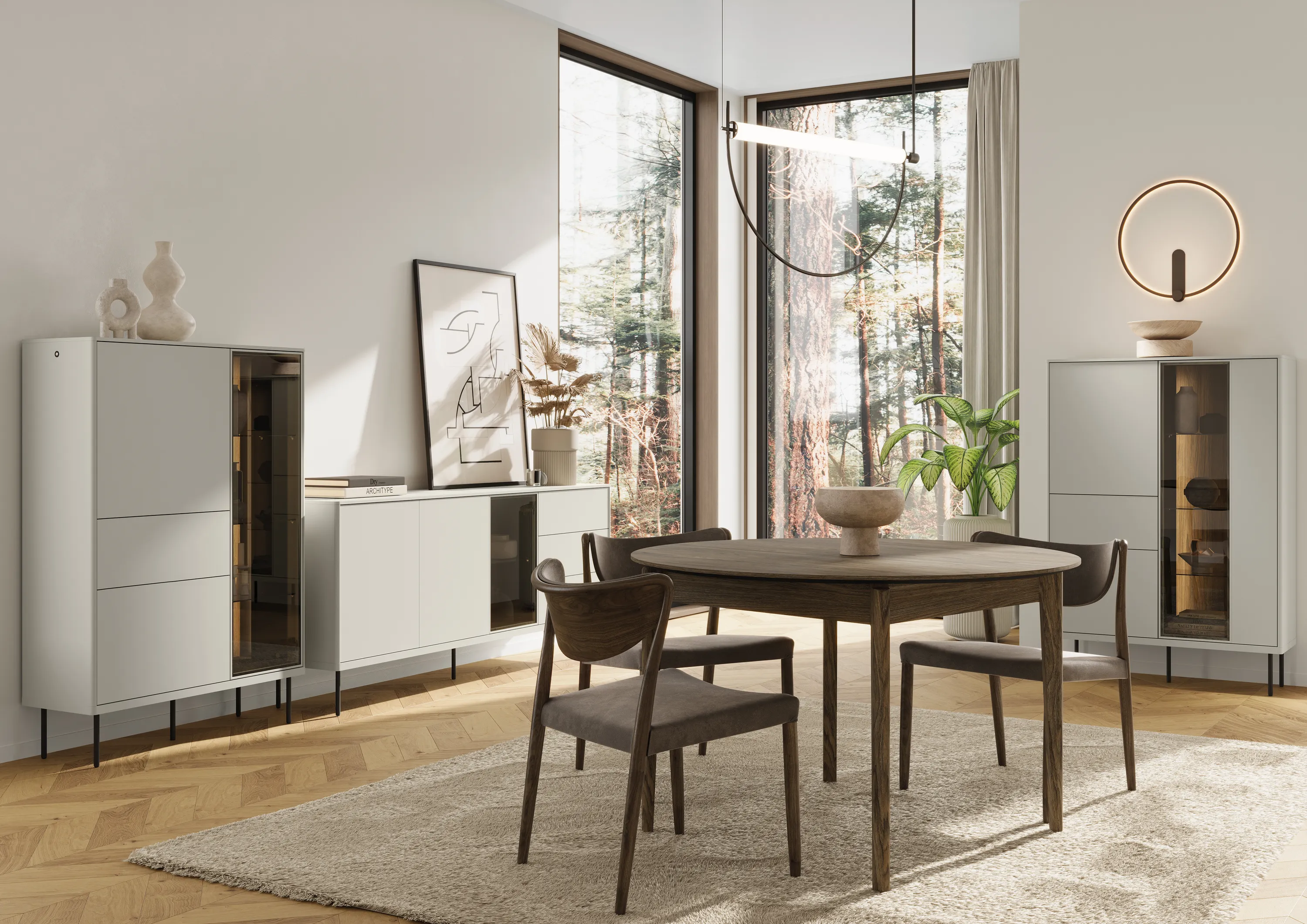 Niska witryna LED Epiro EP-01 kaszmir/dąb ciemny - EP1KDC