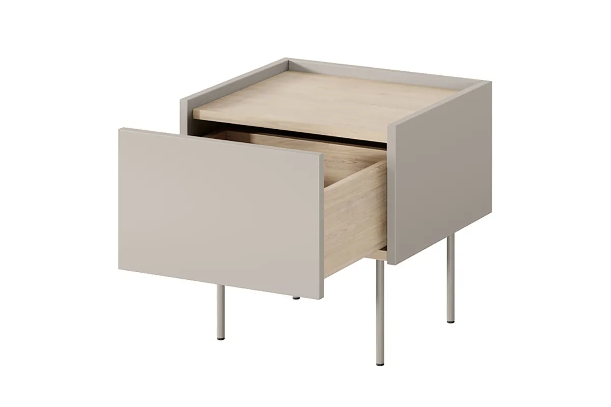 Szafka nocna DESIN 45 z 1 szufldą - kremowa - dąb nagano - B_149156