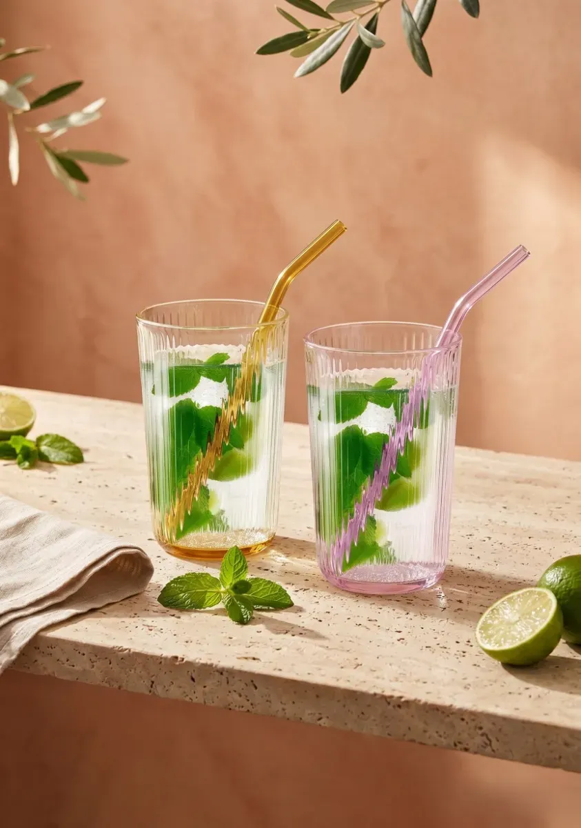Zestaw 6 szklanek ze słomkami VIBRA 500 ml kolorowy - ND_32217