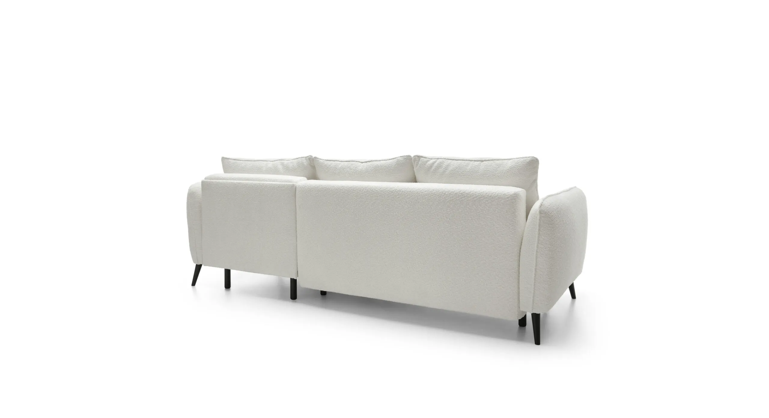 Narożnik z funkcją spania ELEGY prawostronny, ozdobne poduszki - kremowy, czarne nóżki - ELEGY_NAR_ABRIAMO04_P