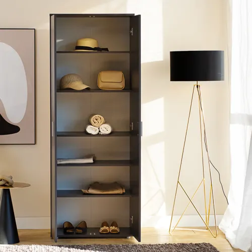 Szafa 2-drzwiowa KLARA z półkami 70cm antracyt - INT_5002694