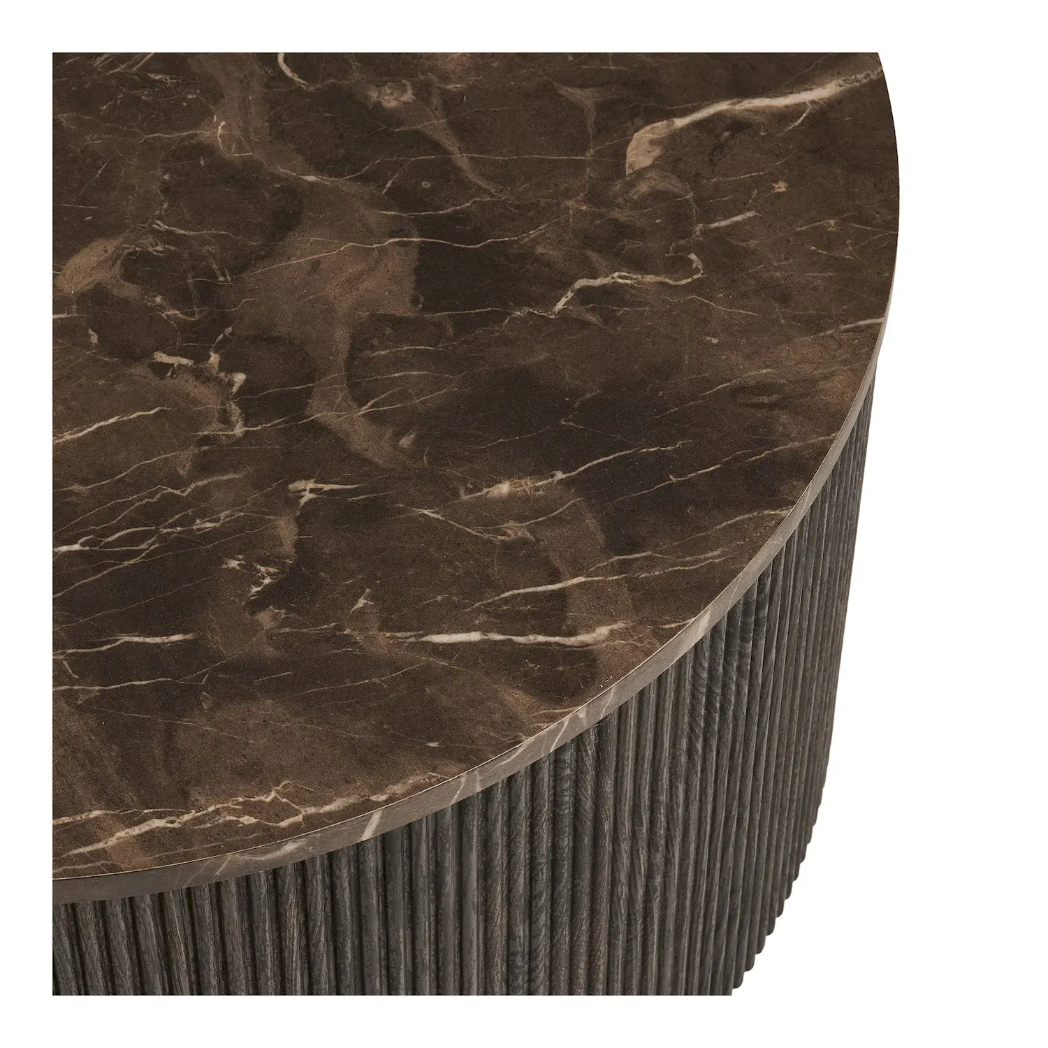 Stolik kawowy okrągły ROTA 80 cm ciemny brąz efekt marmuru - 2102191