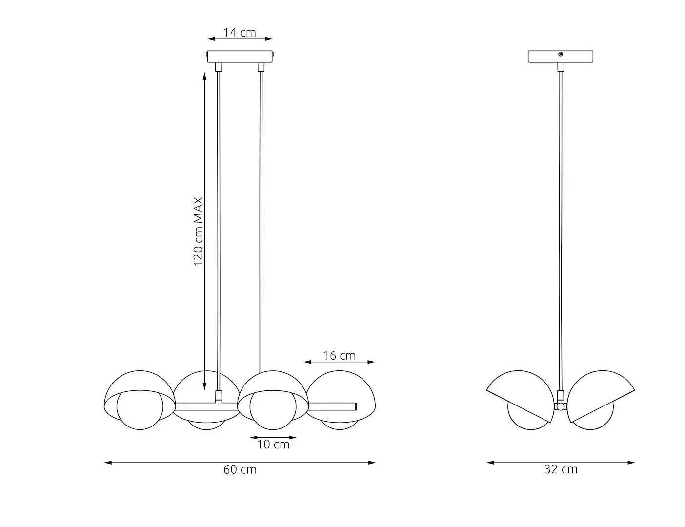 Lampa wisząca metalowa BOOM 4 beżowa - 1590/4