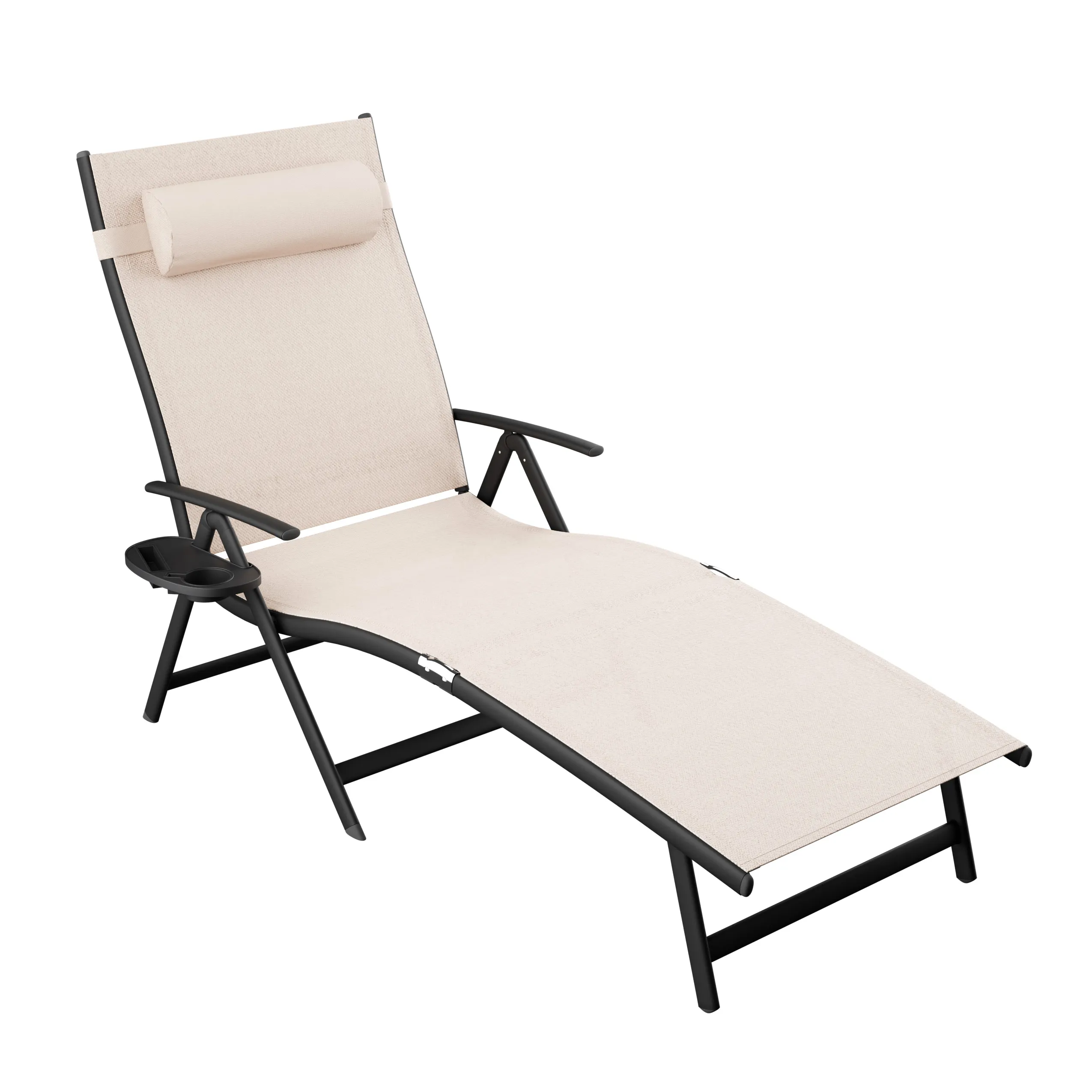 Leżak ogrodowy składany TARDY 182 cm aluminiowy beżowy Zenjoy