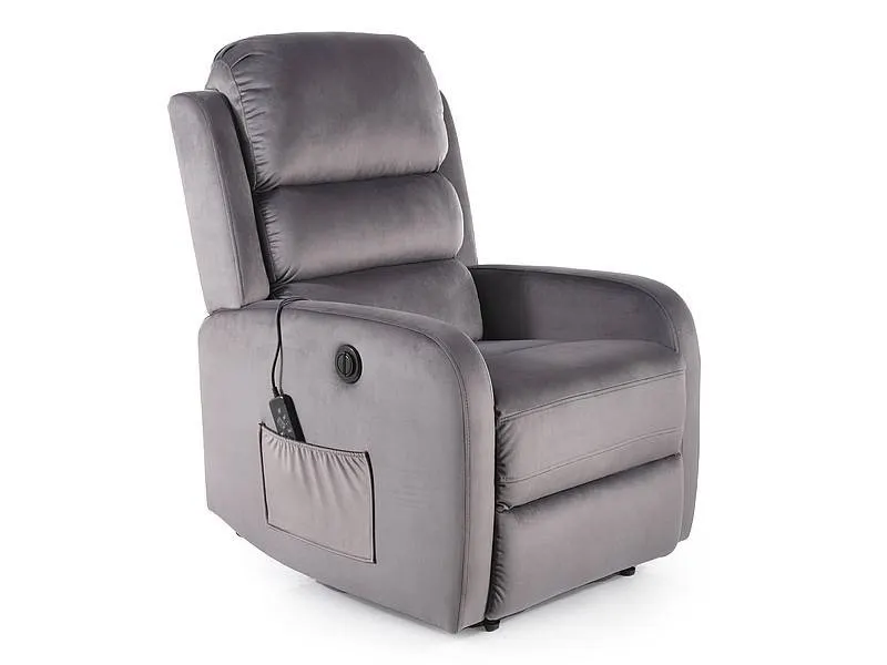 Fotel rozkładany elektrycznie z funkcją masażu PEGAZ M VELVET szary 14