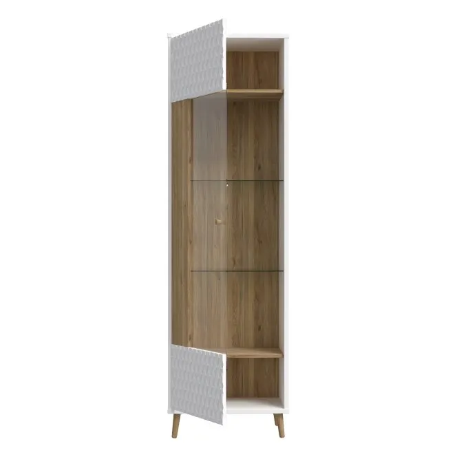 Witryna AKSANA L/P 1-drzwiowa - dąb mauvella, biały - AKNV711-M992