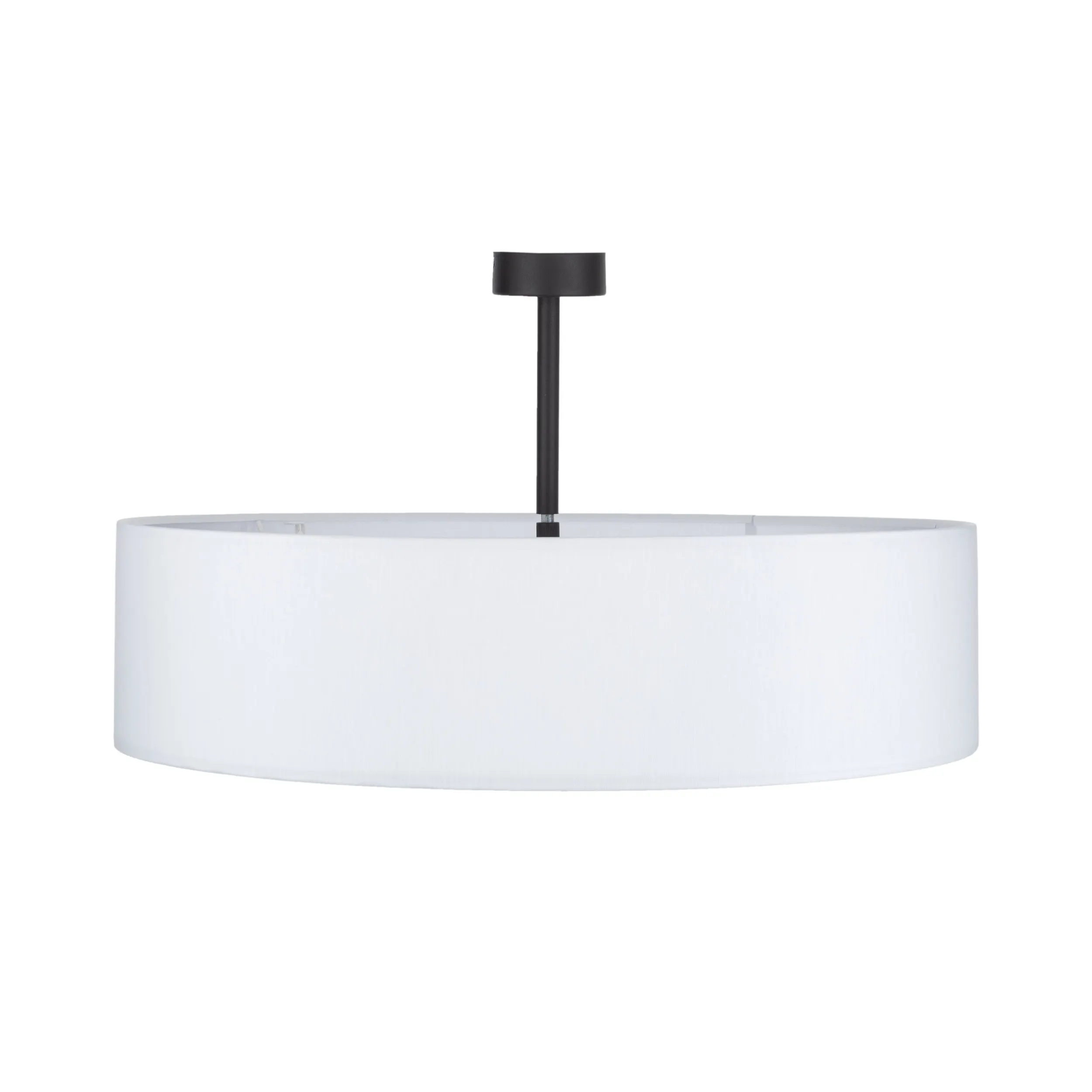 Lampa sufitowa RONDO na czarnej podstawie biała okrągła z tkaniny 60x35cm - TK_4242
