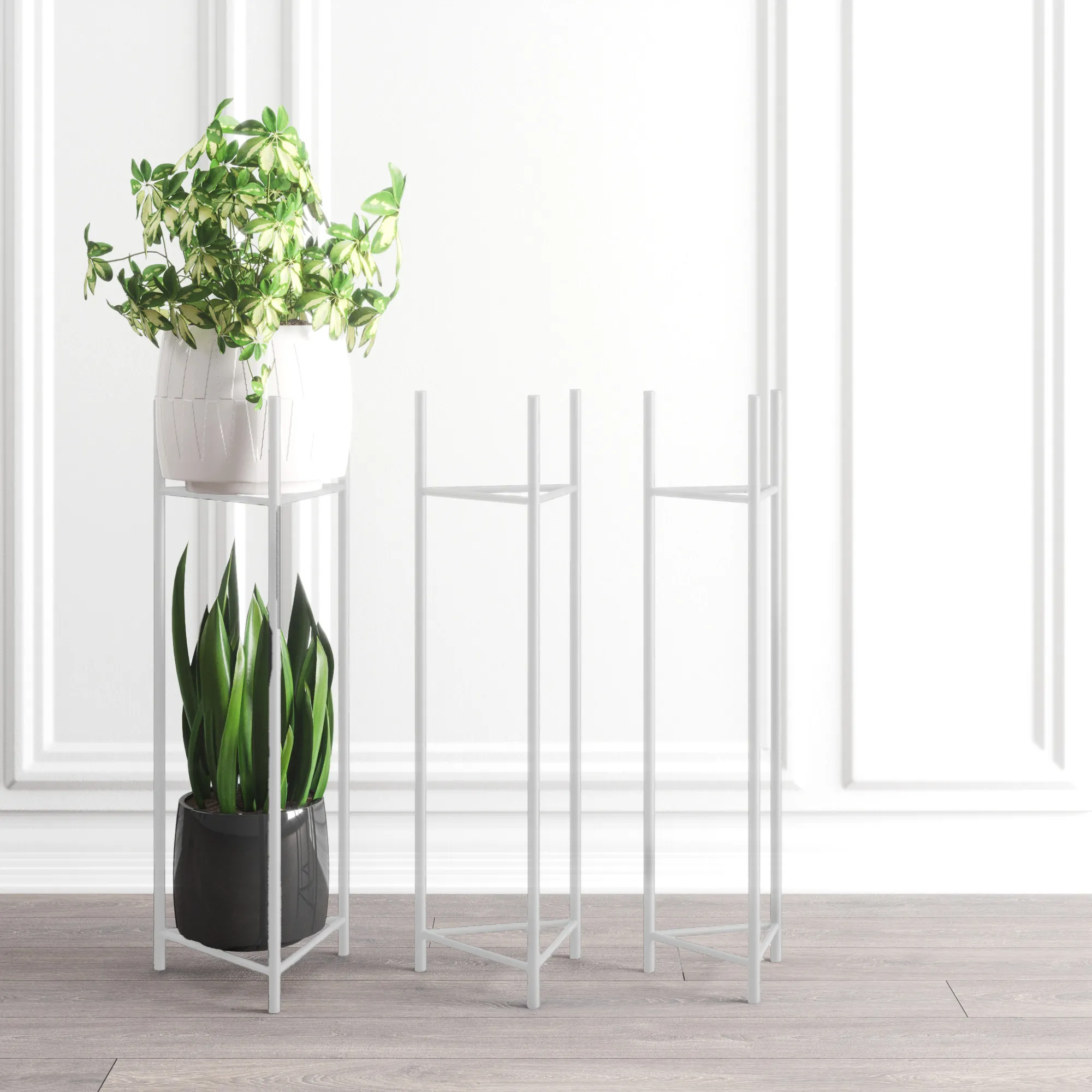 Kwietnik-stojak na donice METZ L metalowy biały - LD_TZ000150