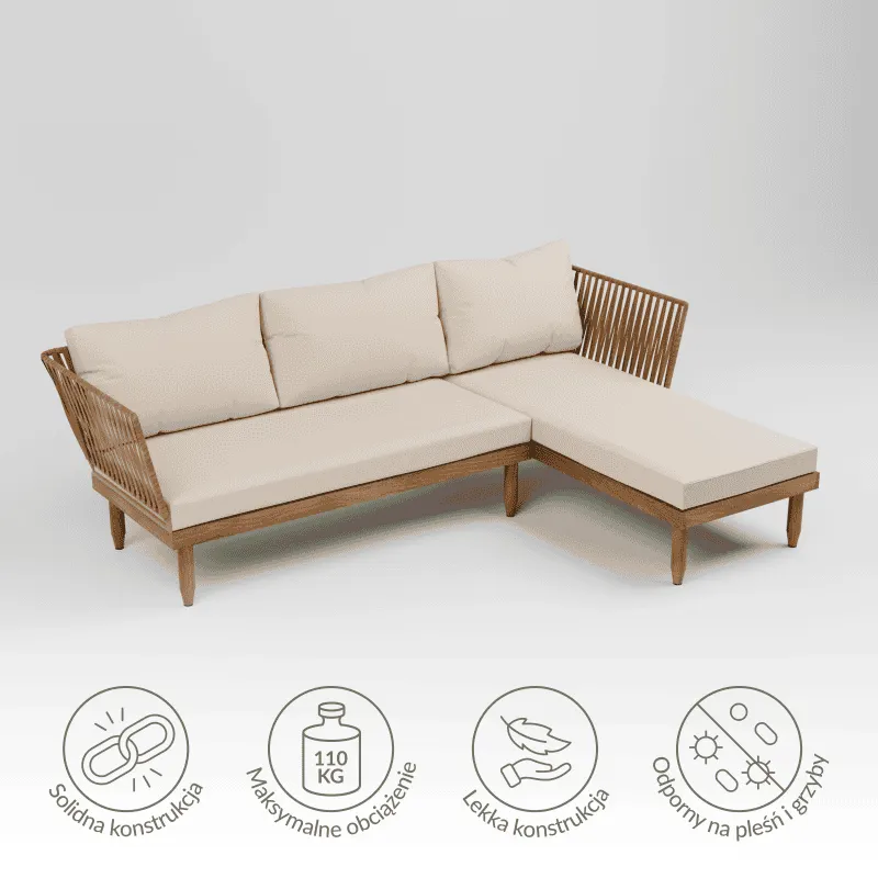 Zestaw ogrodowy wypoczynkowy SEMPLE 3-set drewniany kremowy Zenjoy - SEMPLE_KREMOWY