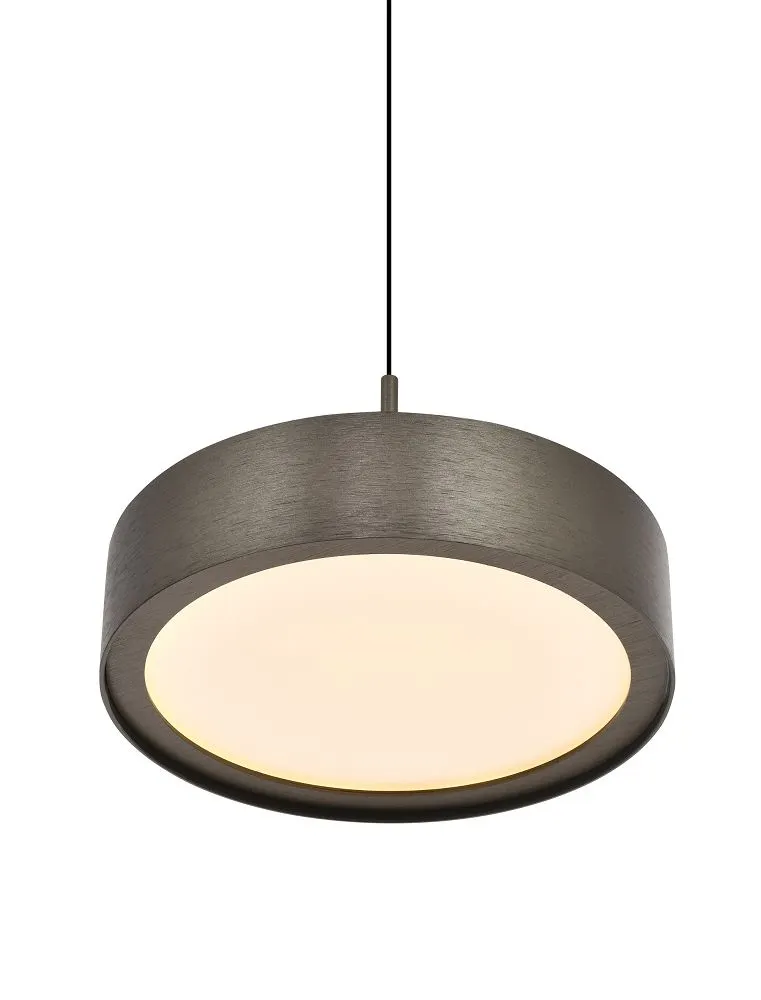 lampa wisząca, okrągła lampa, metalowy korpus, LED zintegrowany, ciemny wykończenie