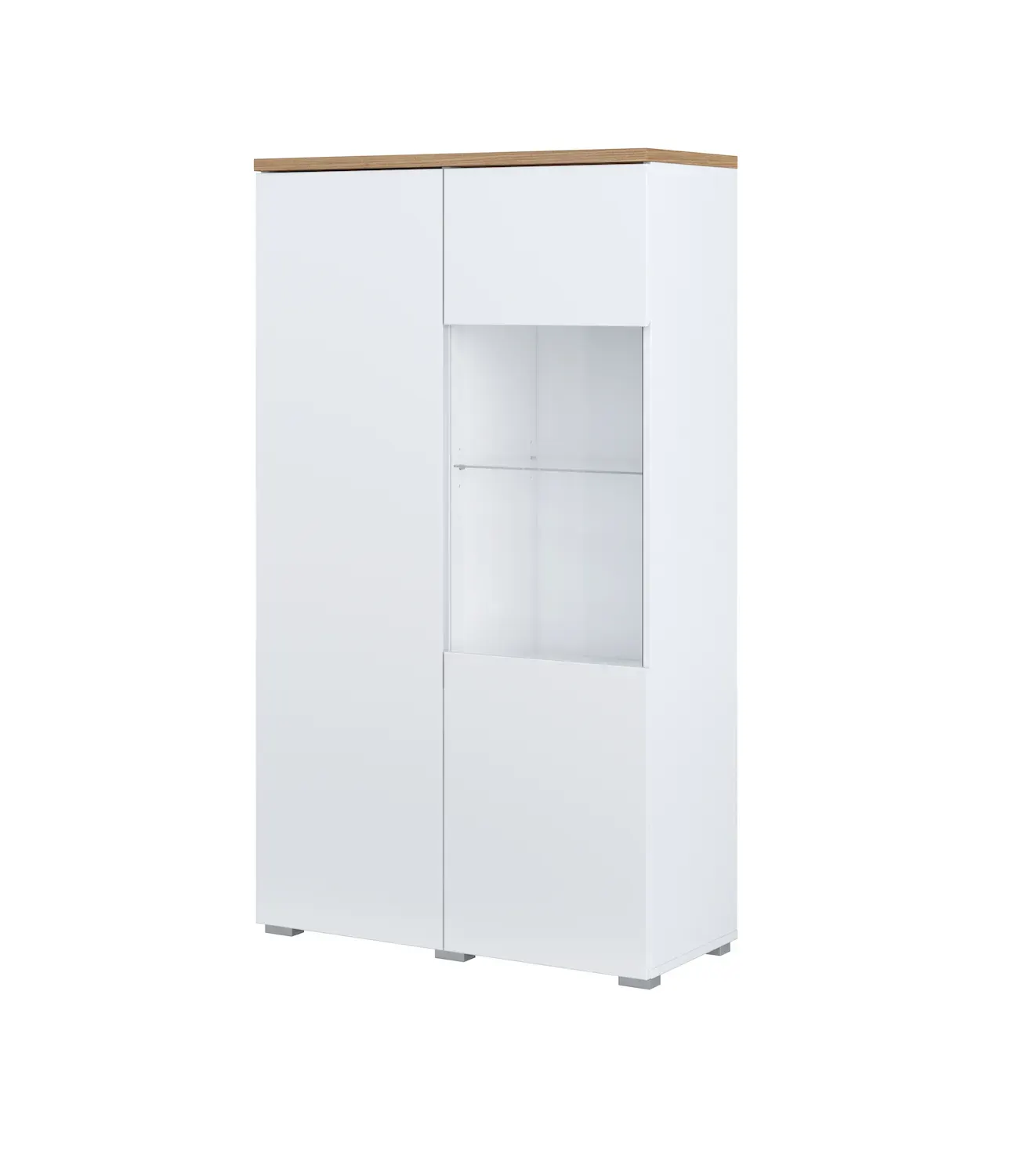 Witryna niska 2-drzwiowa MODO biały dąb mauvella