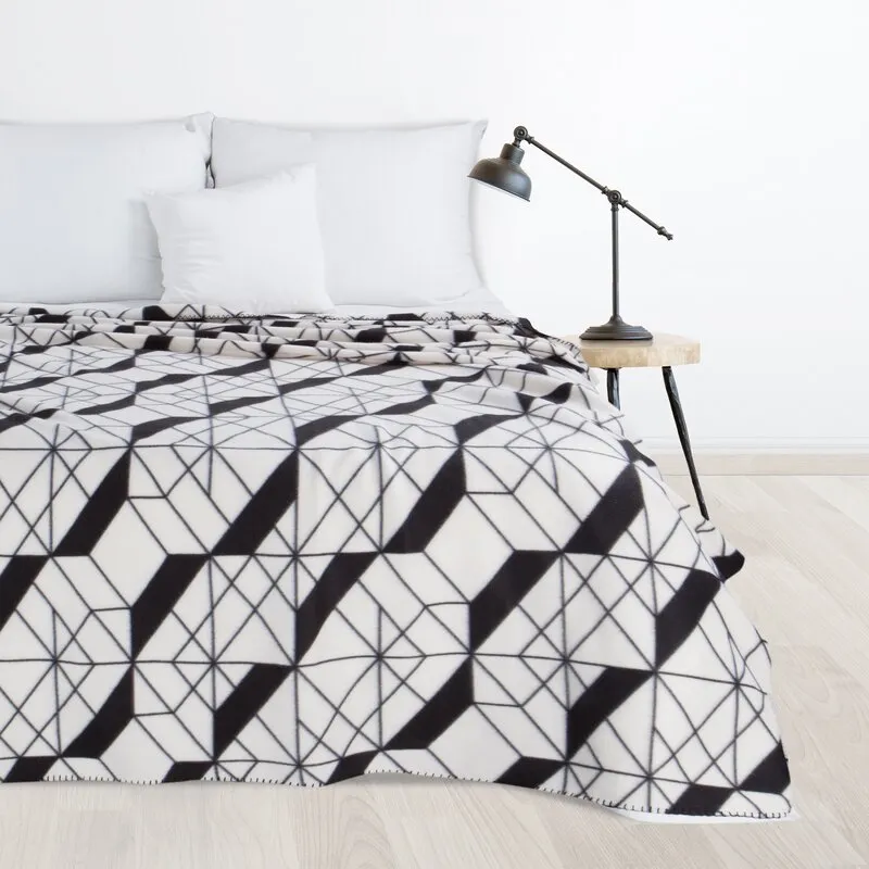 Koc z geometrycznym wzorem D91 GEO 01 150 X 200 CM BEŻOWY, Czarny — zdjęcie 2