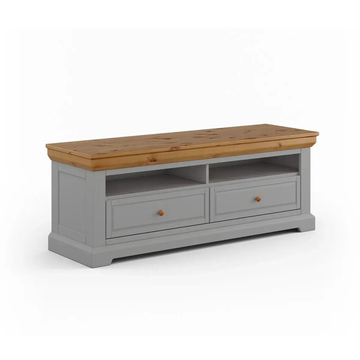 Szafka RTV drewniana z 2 szufladami ELITE MARONE popielata