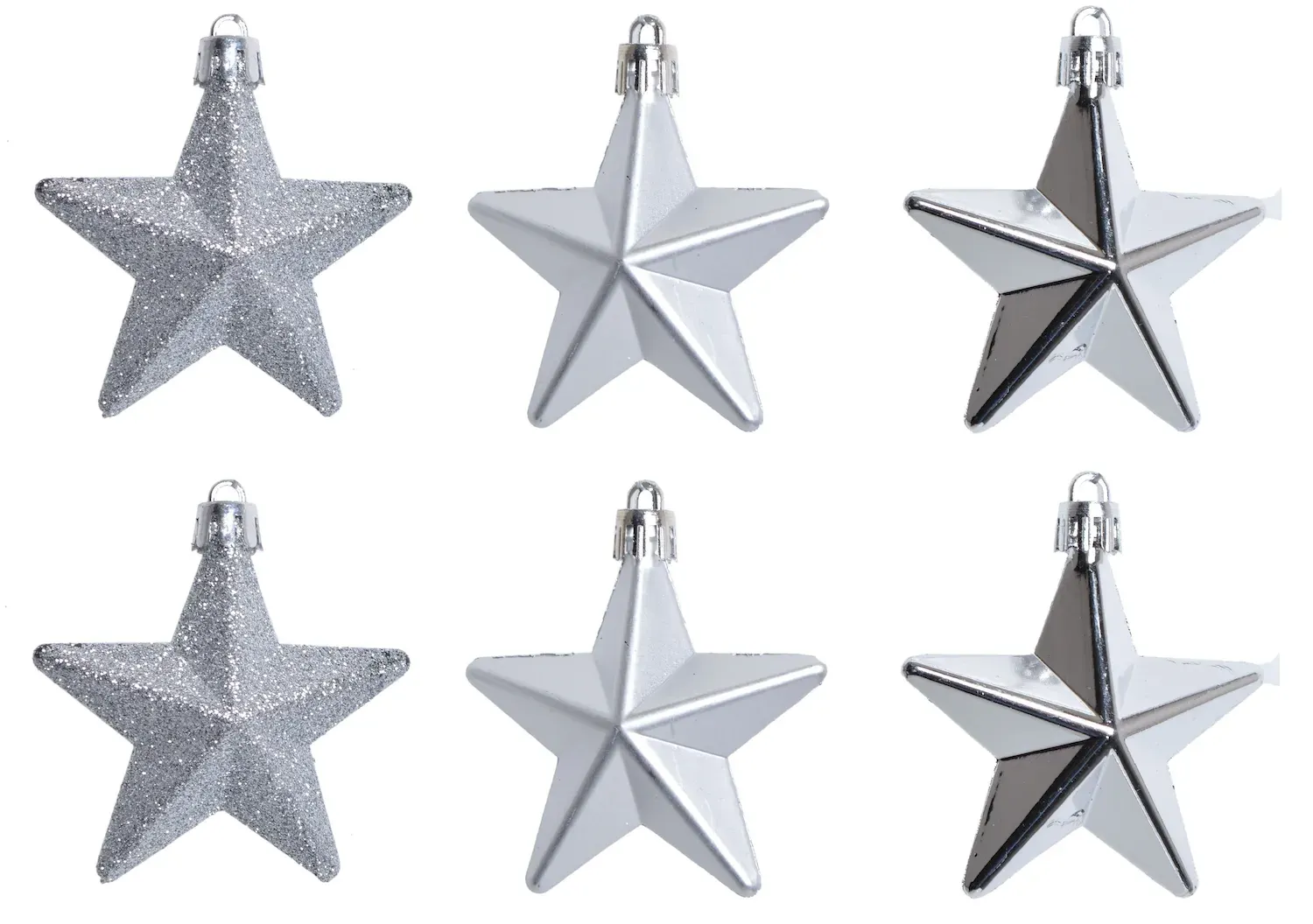 Komplet 6 bombek GWIAZDKI 3612 srebrne Komplet 6 bombek GWIAZDKI 3612 srebrne
