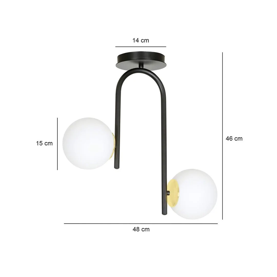 Lampa sufitowa RAGNAR Czarny/Złoty 1032/2 - 1032/2