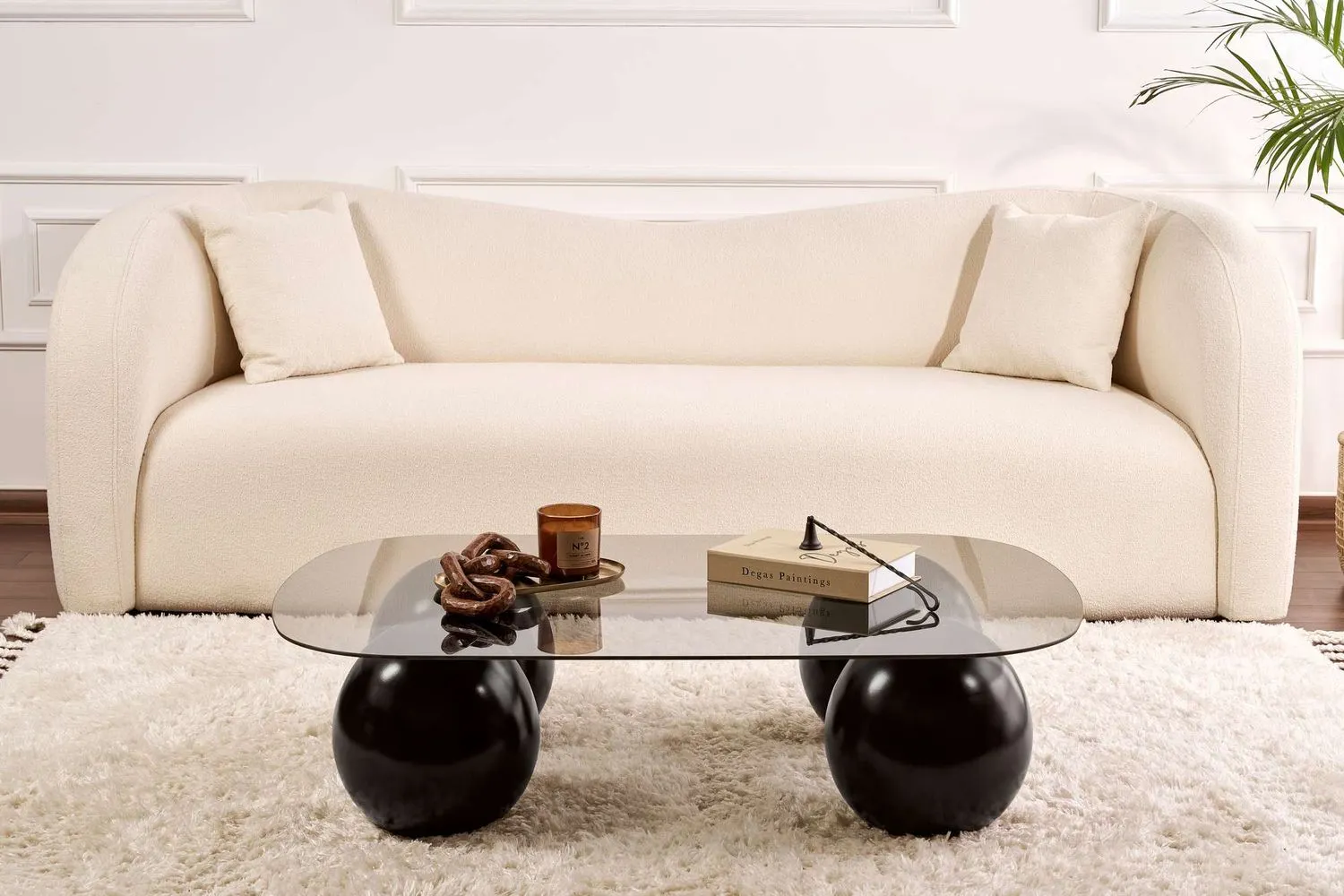 Stolik kawowy EVARA 75x118 nogi kule czarne blat szary - ASI_857NRD1124