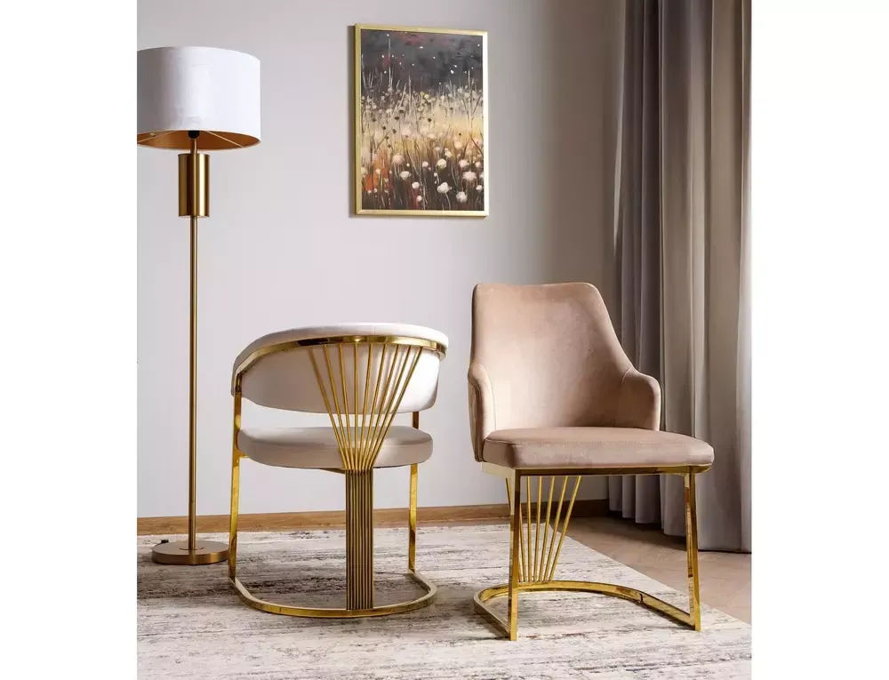 Krzesło ALURE VELVET jasny beż/złote nogi - ALUREVZLJBE