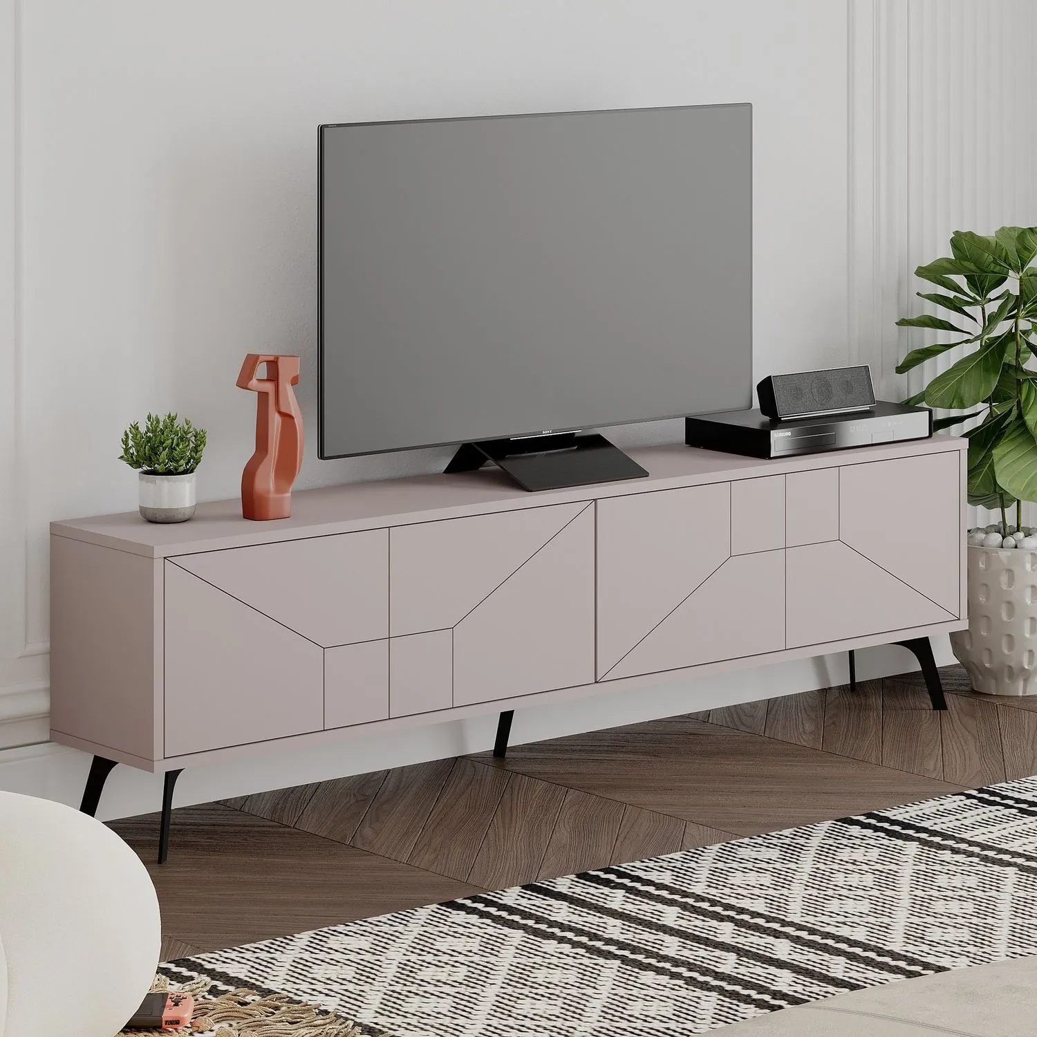 Szafka RTV 4-drzwiowa DUNE 180 cm kaszmirowa
