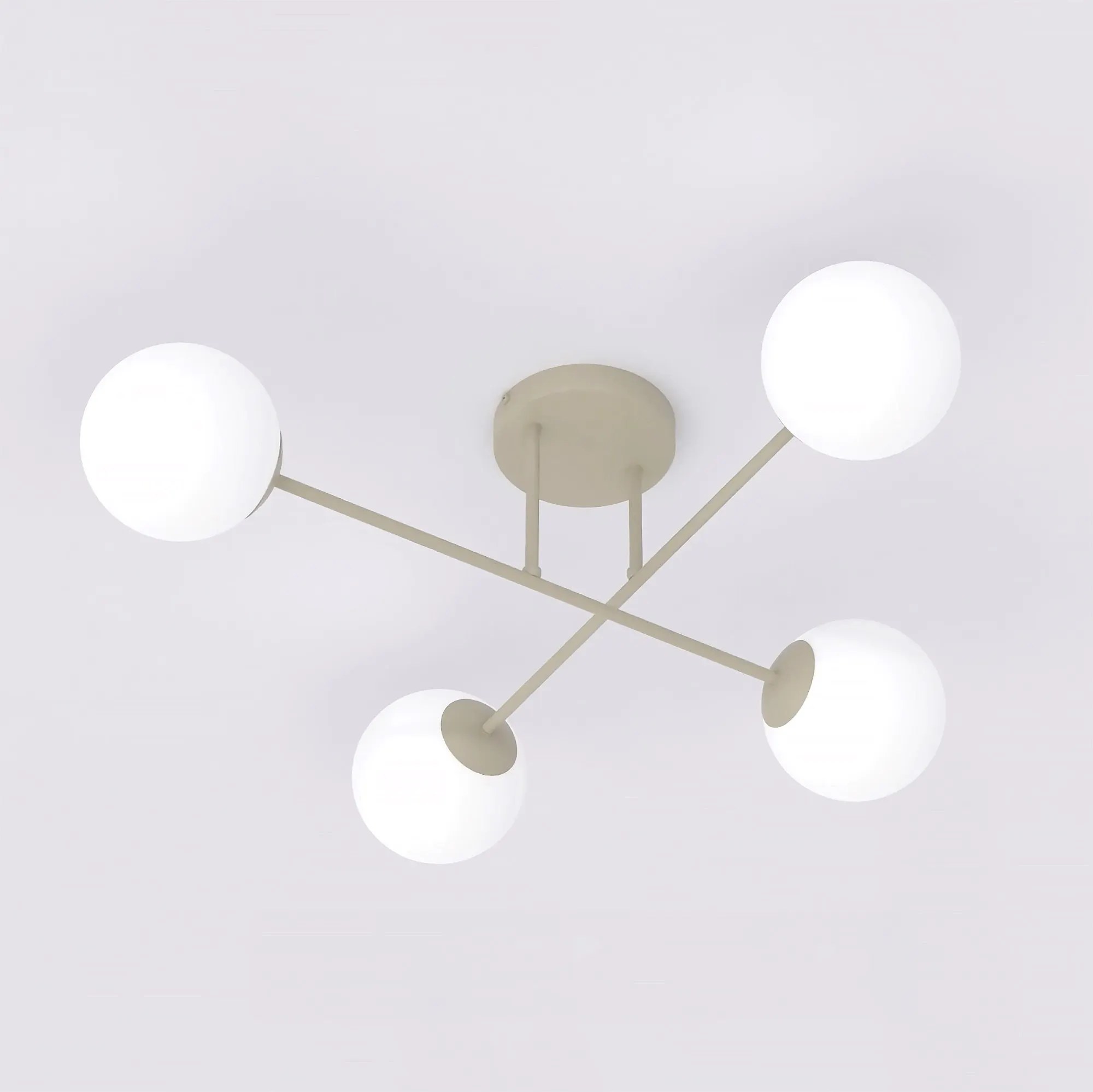 image lampa sufitowa, kula żyrandol, designowy plafon, metalowy stelaż, białe kule