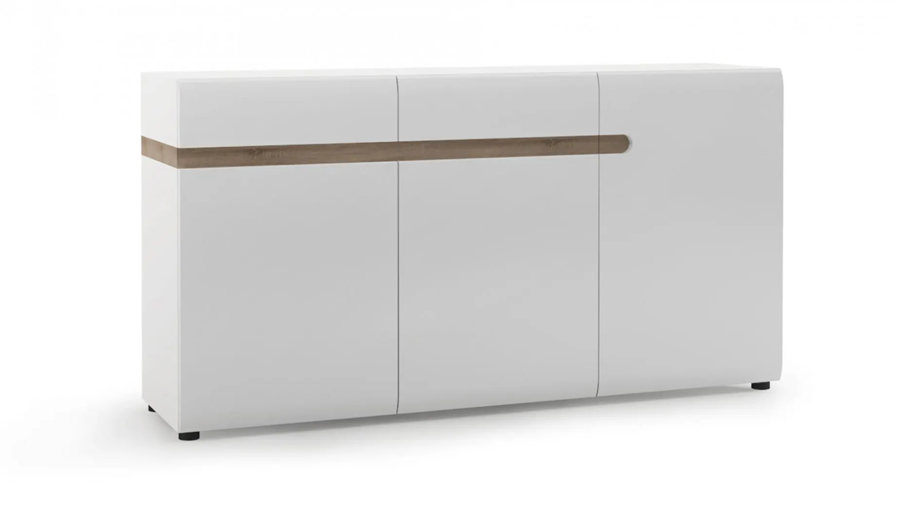 Komoda 3-drzwiowa z 2 szufladami LINATE TYP 40 Biały, Trufla, Biały połysk