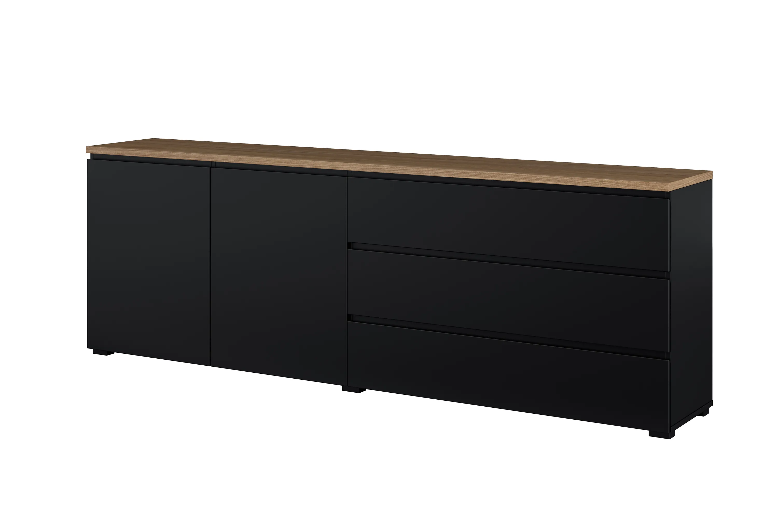 Komoda 2-drzwiowa z 3 szufladami 200 cm MODO 28 czarny onyx dąb mauvella