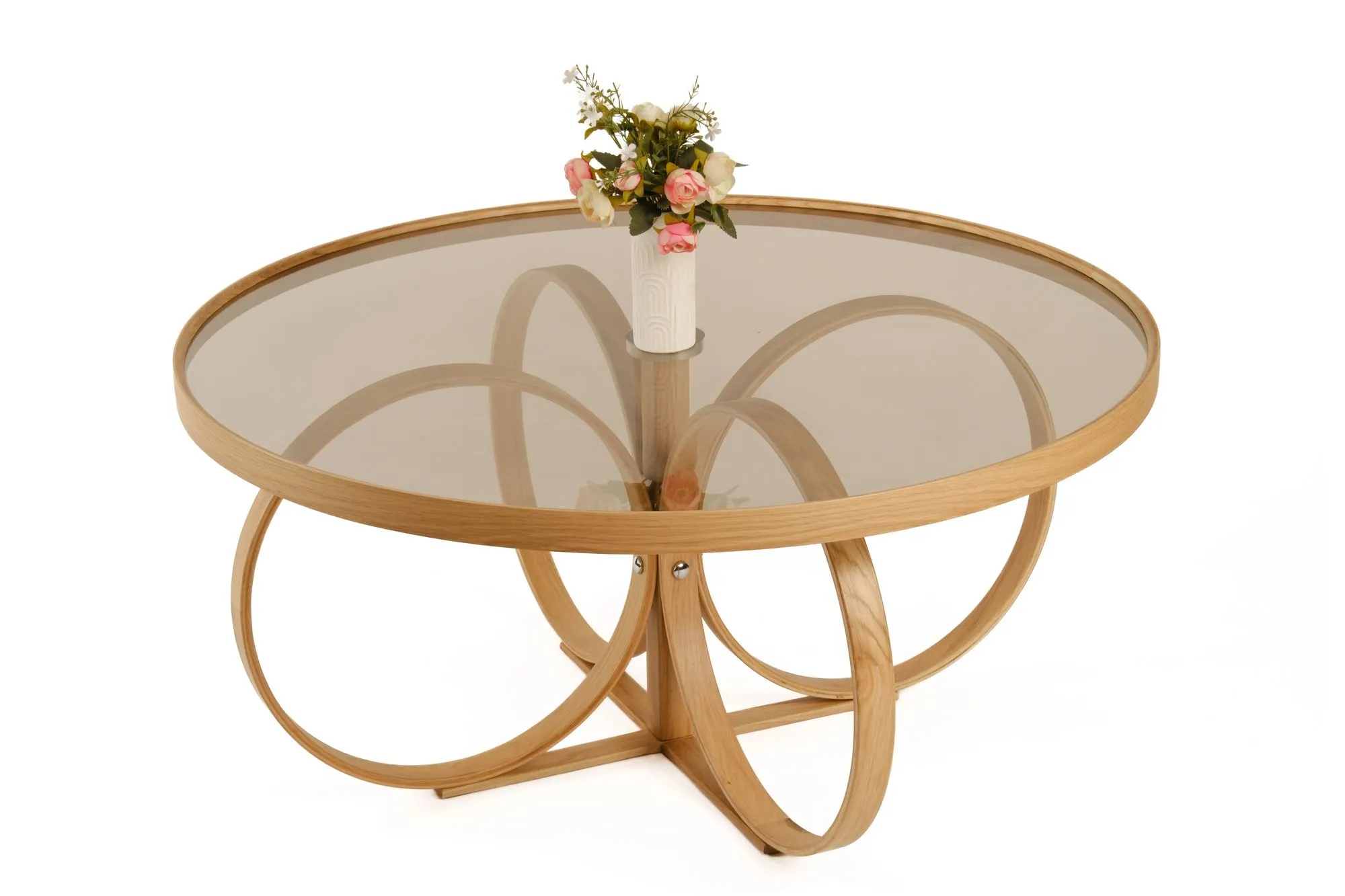 Stolik kawowy okrągły TOKYO Fi 100 cm dąb brązowy