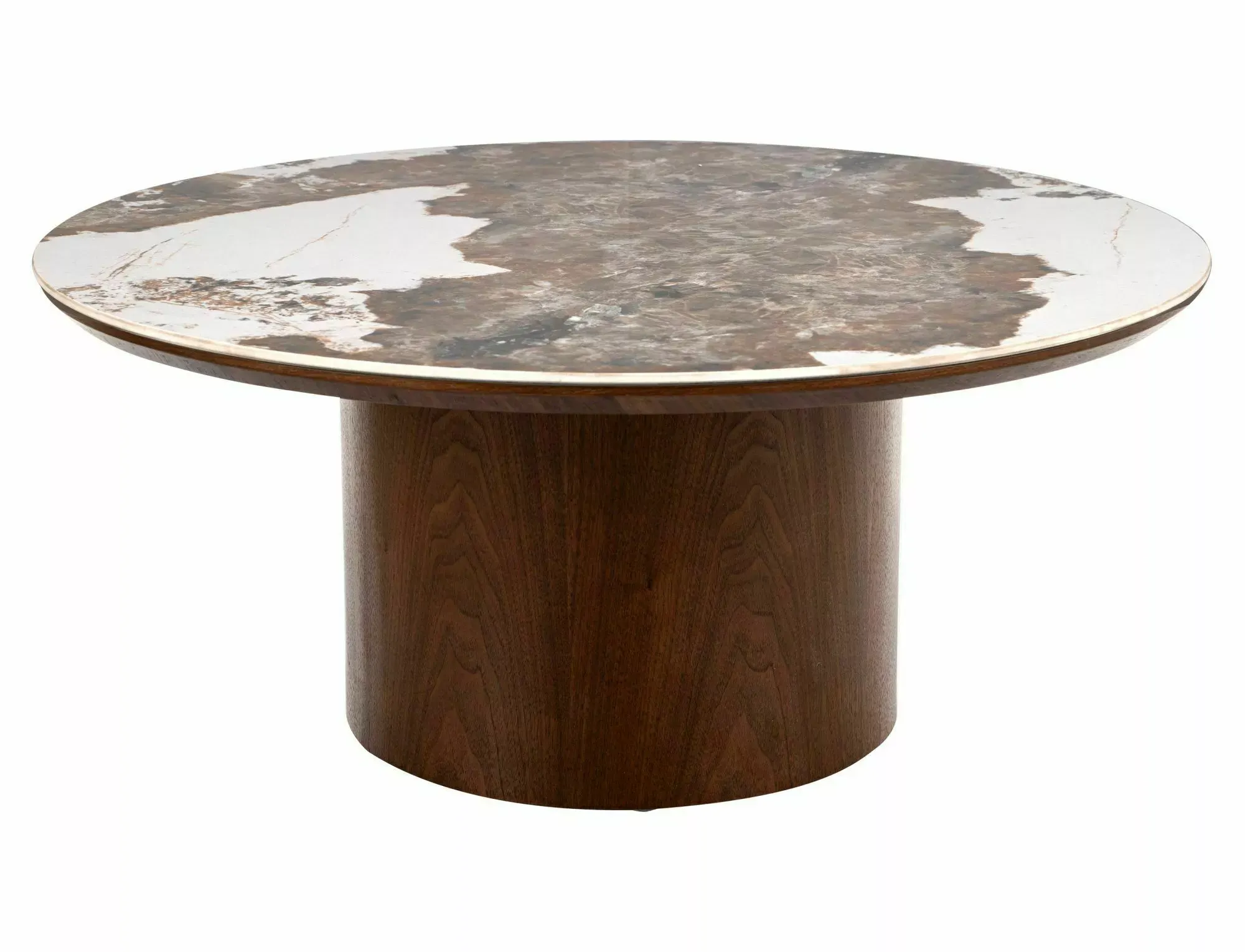 Stolik kawowy RONDO FI80X35 biały pandoro orzech Stolik kawowy RONDO FI80X35 biały pandoro orzech