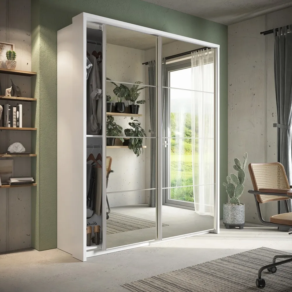 Szafa 2-drzwiowa z lustrami ARTI AR-17 180cm biała - AR17BI