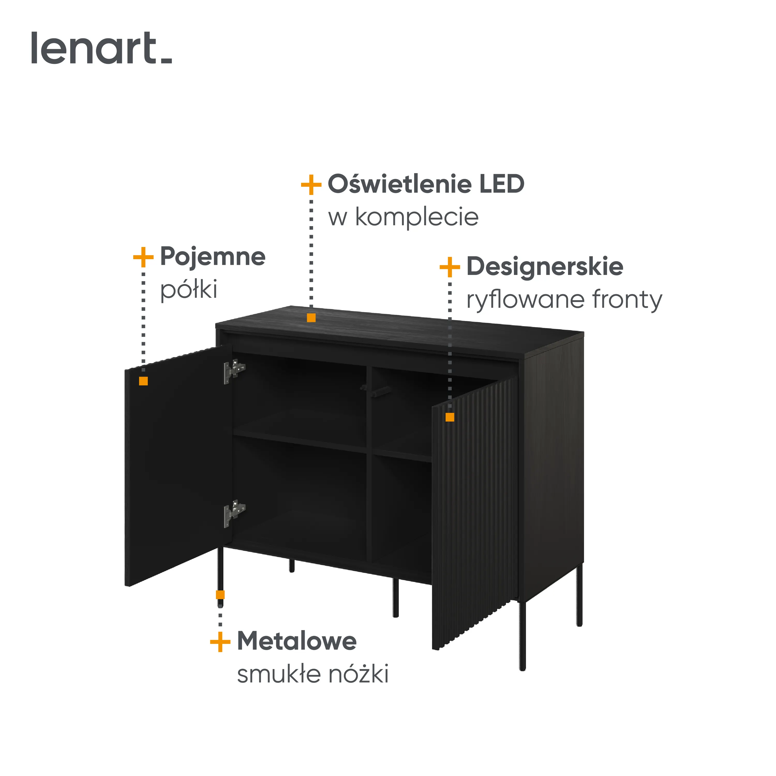 Komoda z oświetleniem TREND TR-02 2D czarna - TR2C-V2