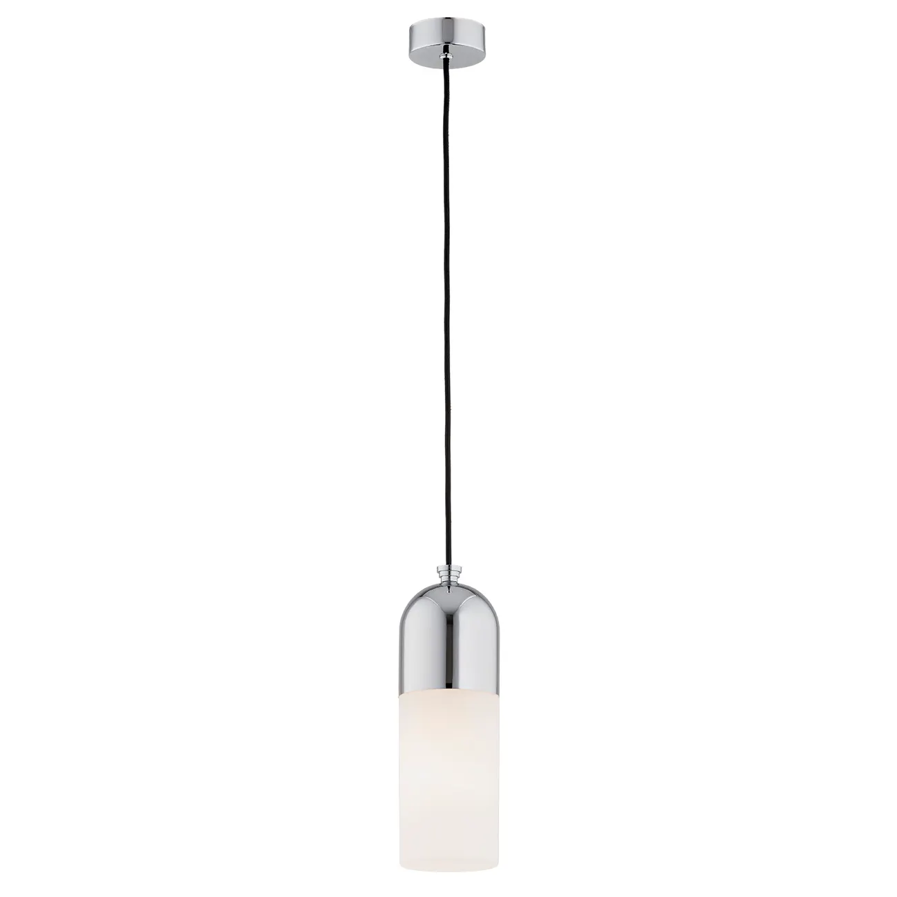 Lampa wisząca BURGOS chromowana biała czarny przewód 115 cm
