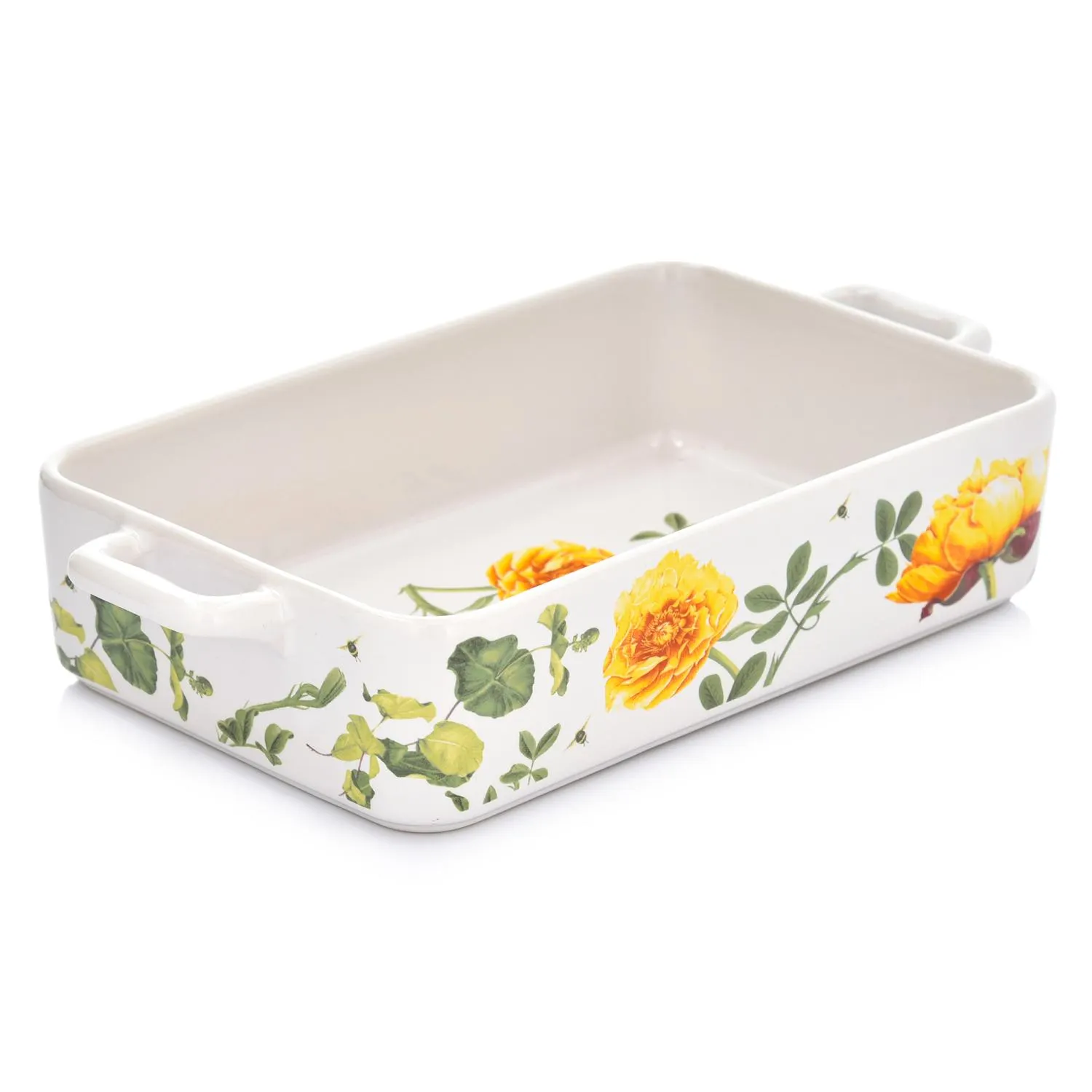 naczynia, forma żaroodporna, pokrycie ceramiczne, kwiaty, kolor biały