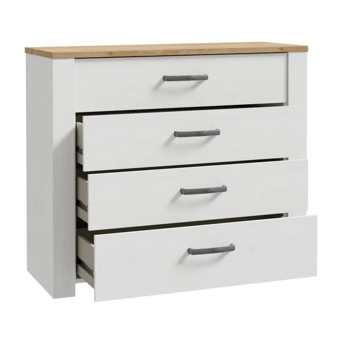 Komoda z 4 szufladami CHISBURY - dąb riviera, modrzew jasny sibu - BHLK212-M482
