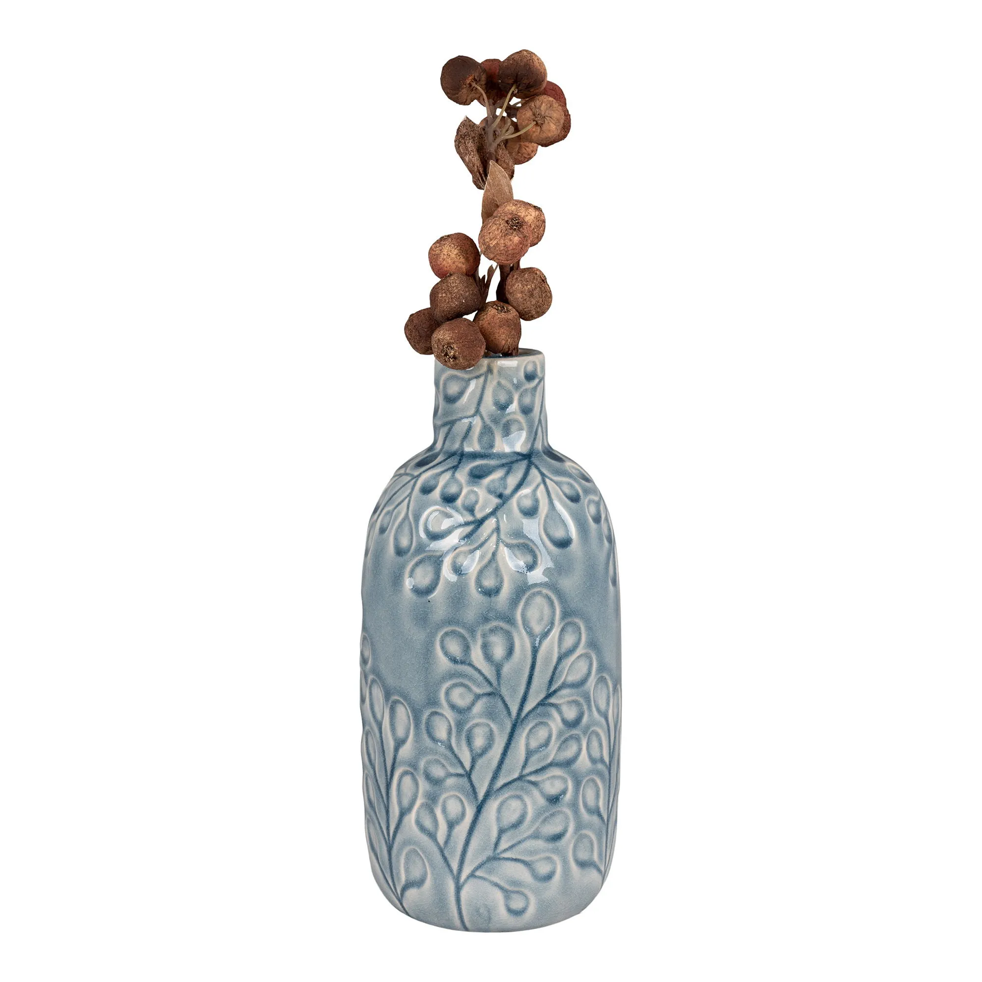 Wazon ceramiczny VASE fi12x26 cm niebieski - 4441759