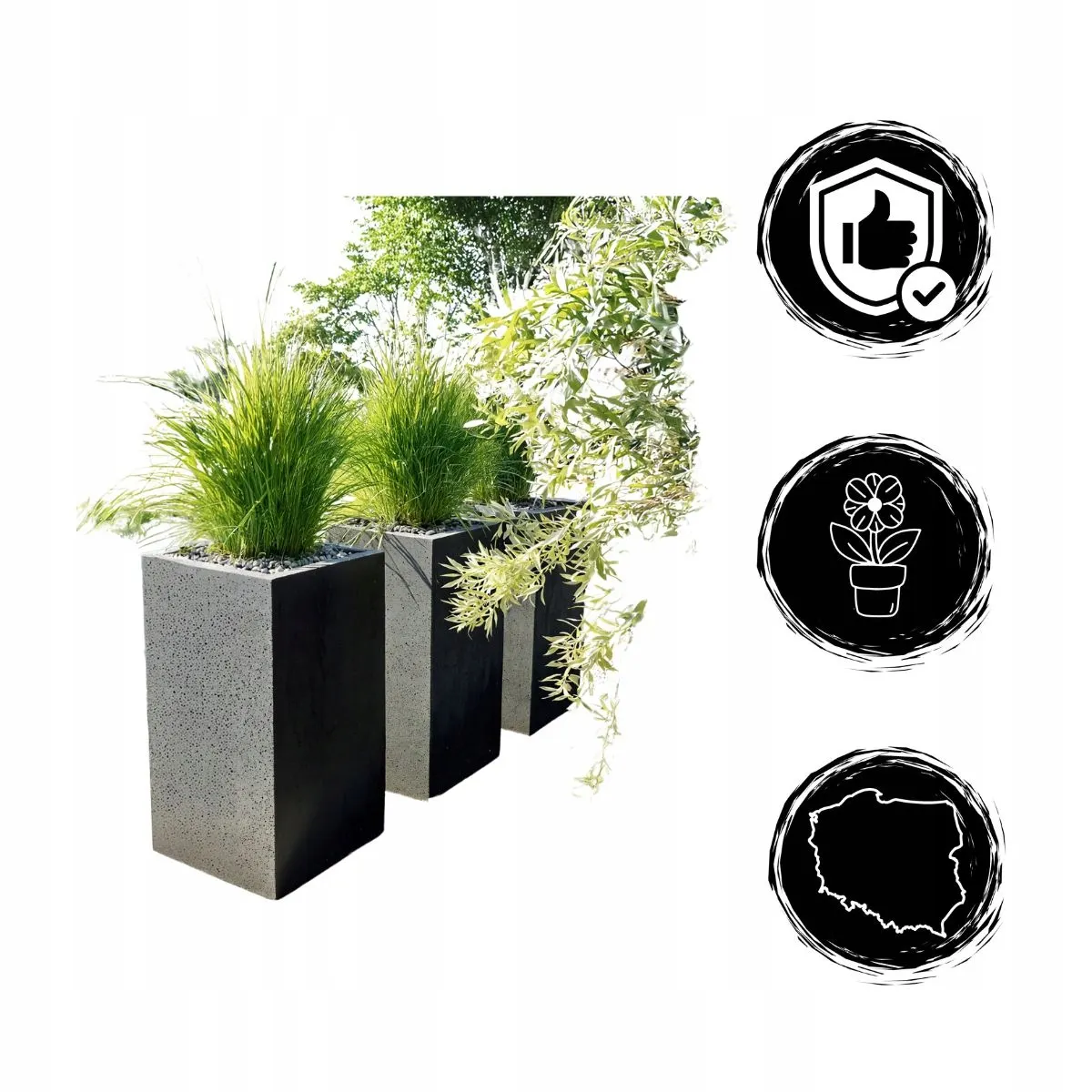 DONICZKA zewnętrzna betonowa SEVRAN 30x30x70 cm antracyt - LD_TZ000550