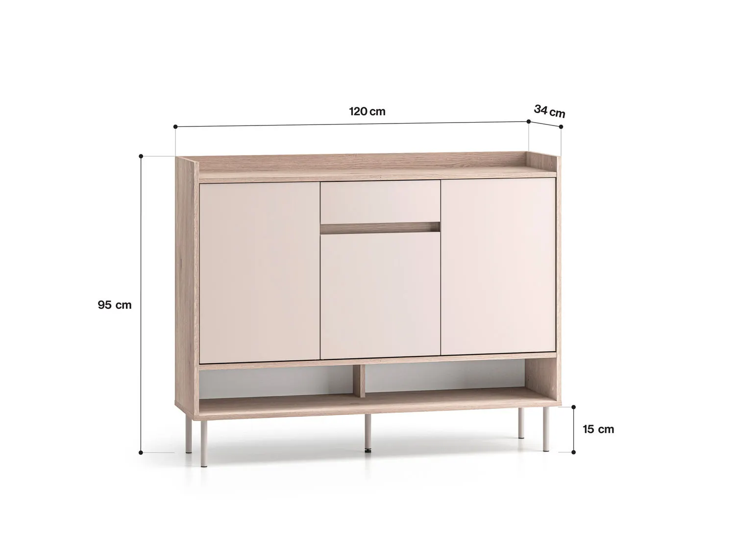 Szafka na buty z szufladą VOCO 120 cm dąb cremona/kaszmir - 1VOCO02-001