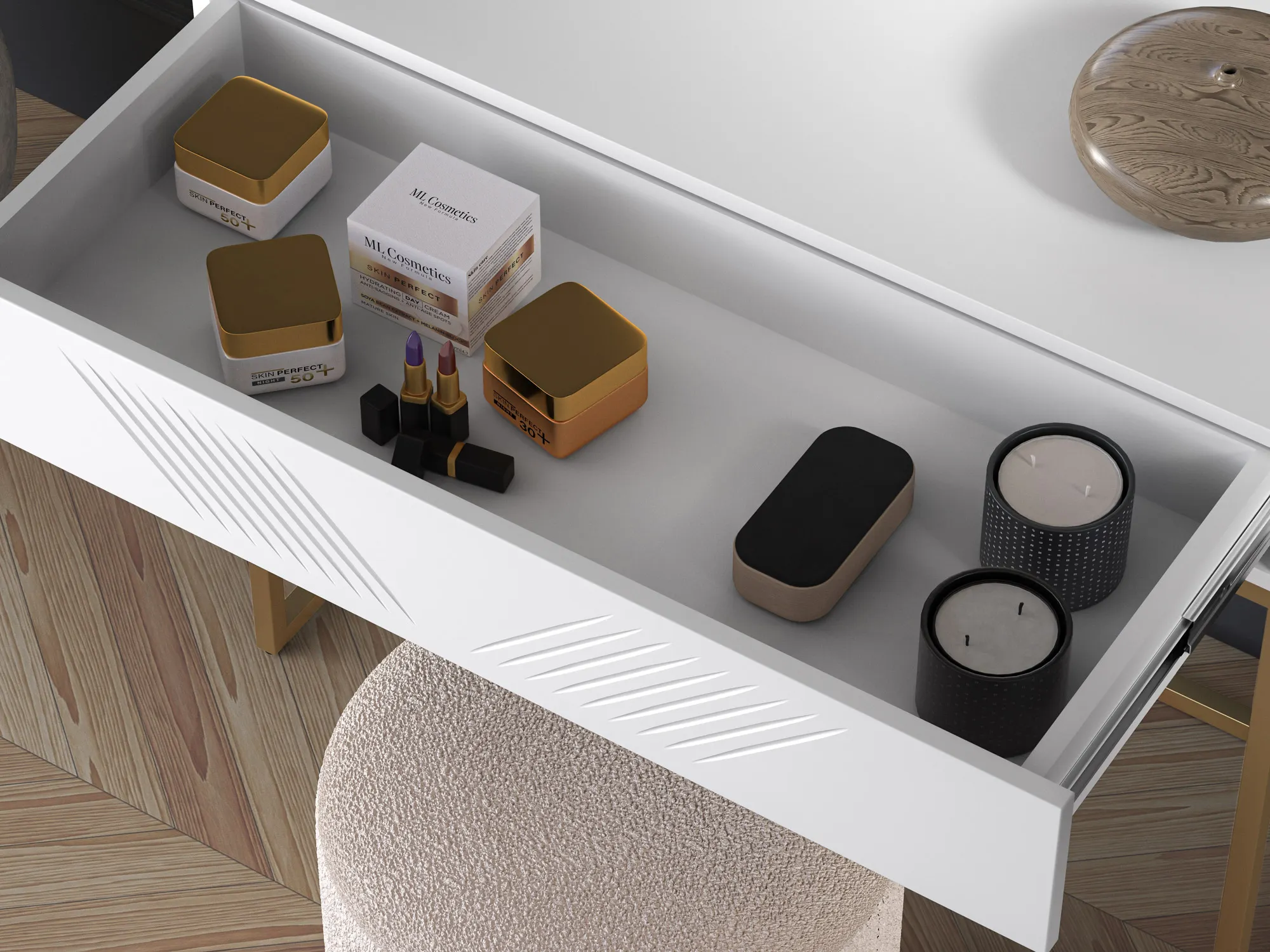 Toaletka Clearing 06 biały alpejski, podstawa-złoty - 1CLEA06-001-03