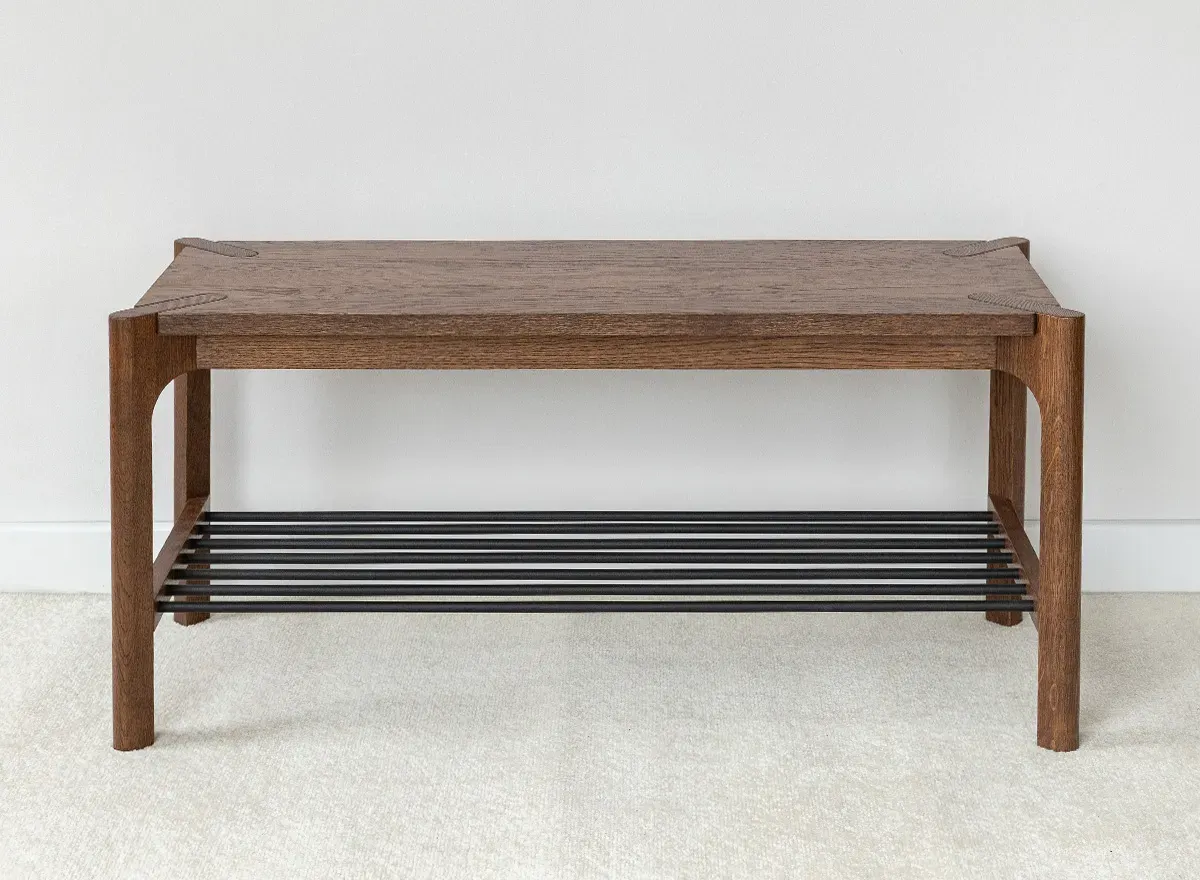 Ławka z półką na buty dębowa CAMPI tabacco - KULCA06T