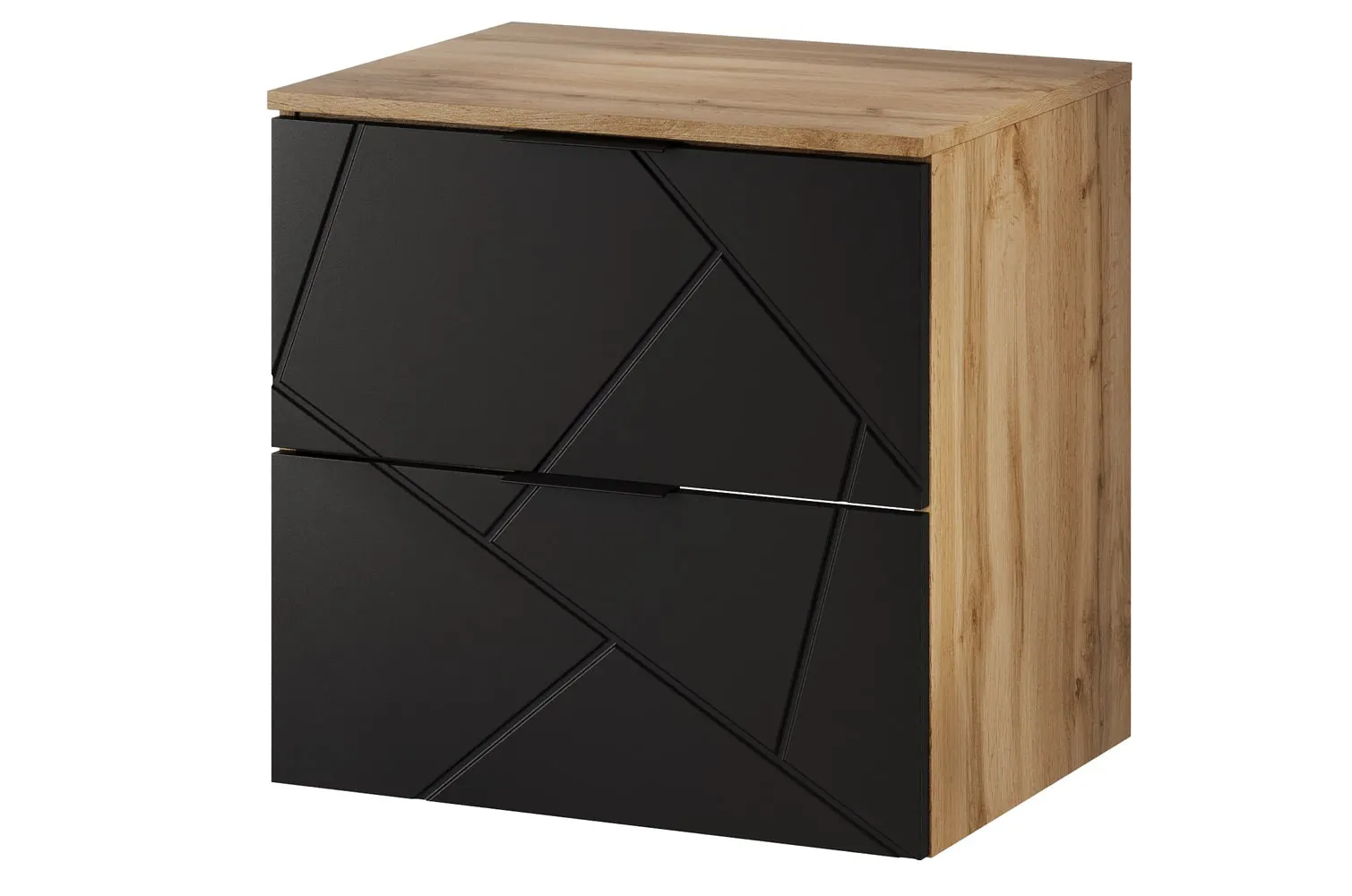 Szafka pod umywalkę wisząca MAZI 58x60 dąb Wotan/czarny mat Meble, Skrzynka pocztowa, Gabinet, Kredens, Słoik