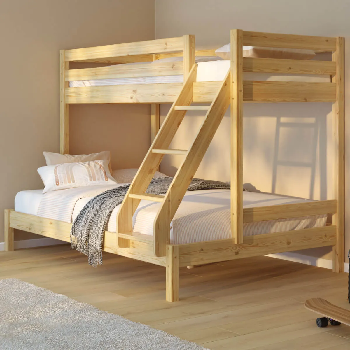 Łóżko piętrowe 3-osobowe TRIPLE naturalne