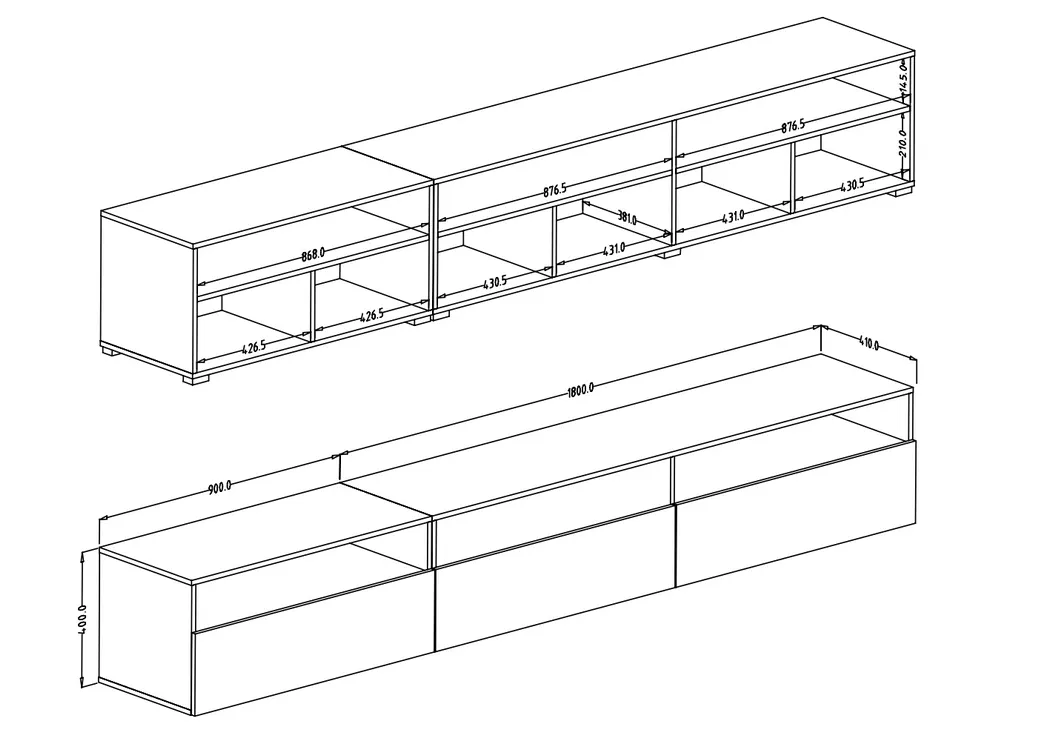 Szafka RTV BAROS 270x41x40 san remo - 24E0BM40