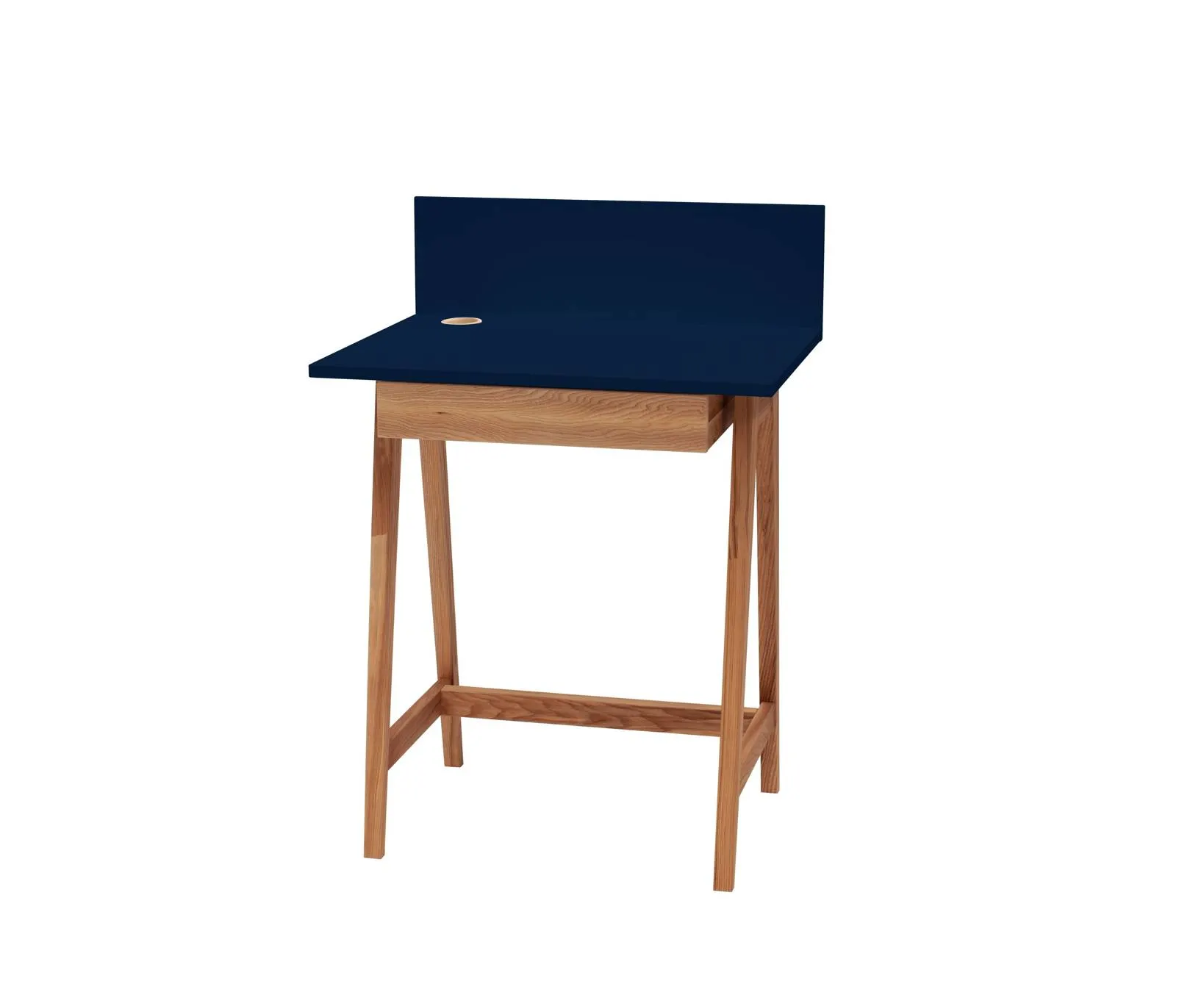 Biurko z szufladą i panelem LUKA 65x50 granatowe/nogi kolor dąb Meble, Tabela, Biurko, Komputer, Elektronika